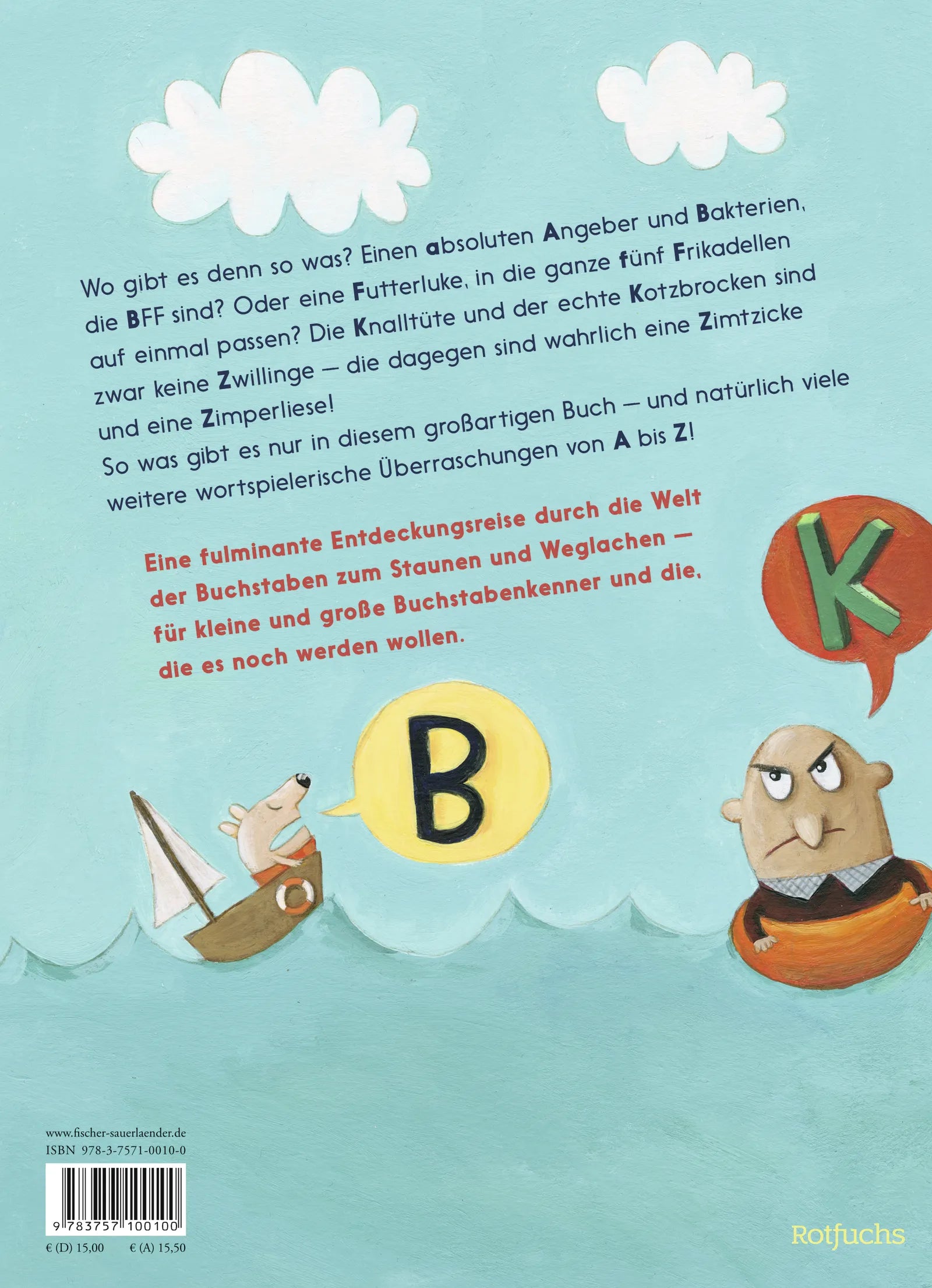 Buchrückseite von 'A wie Arschbombe' mit Klappentext - Gebundene Ausgabe