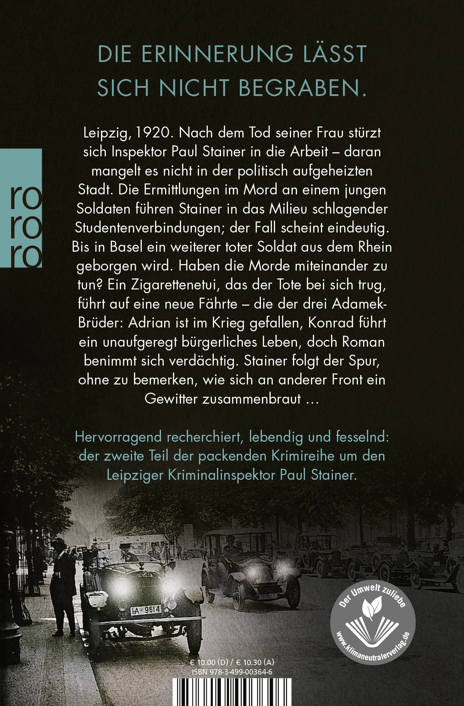 Buchrückseite von 'Abels Auferstehung' mit Klappentext - Taschenbuch