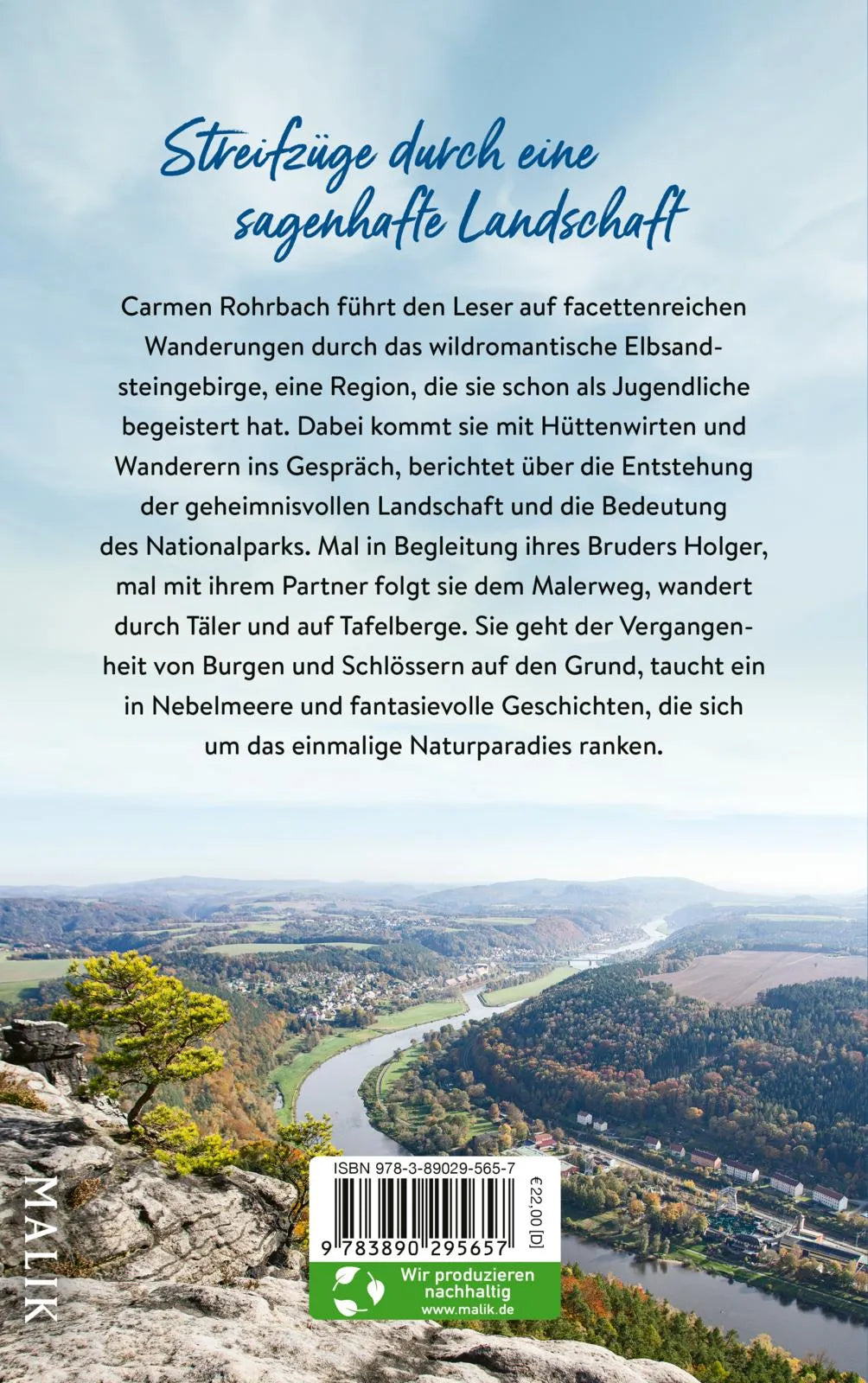 Buchrückseite von 'Abenteuer Elbsandsteingebirge – Im Reich der wilden Felsen' mit Klappentext - Gebundene Ausgabe