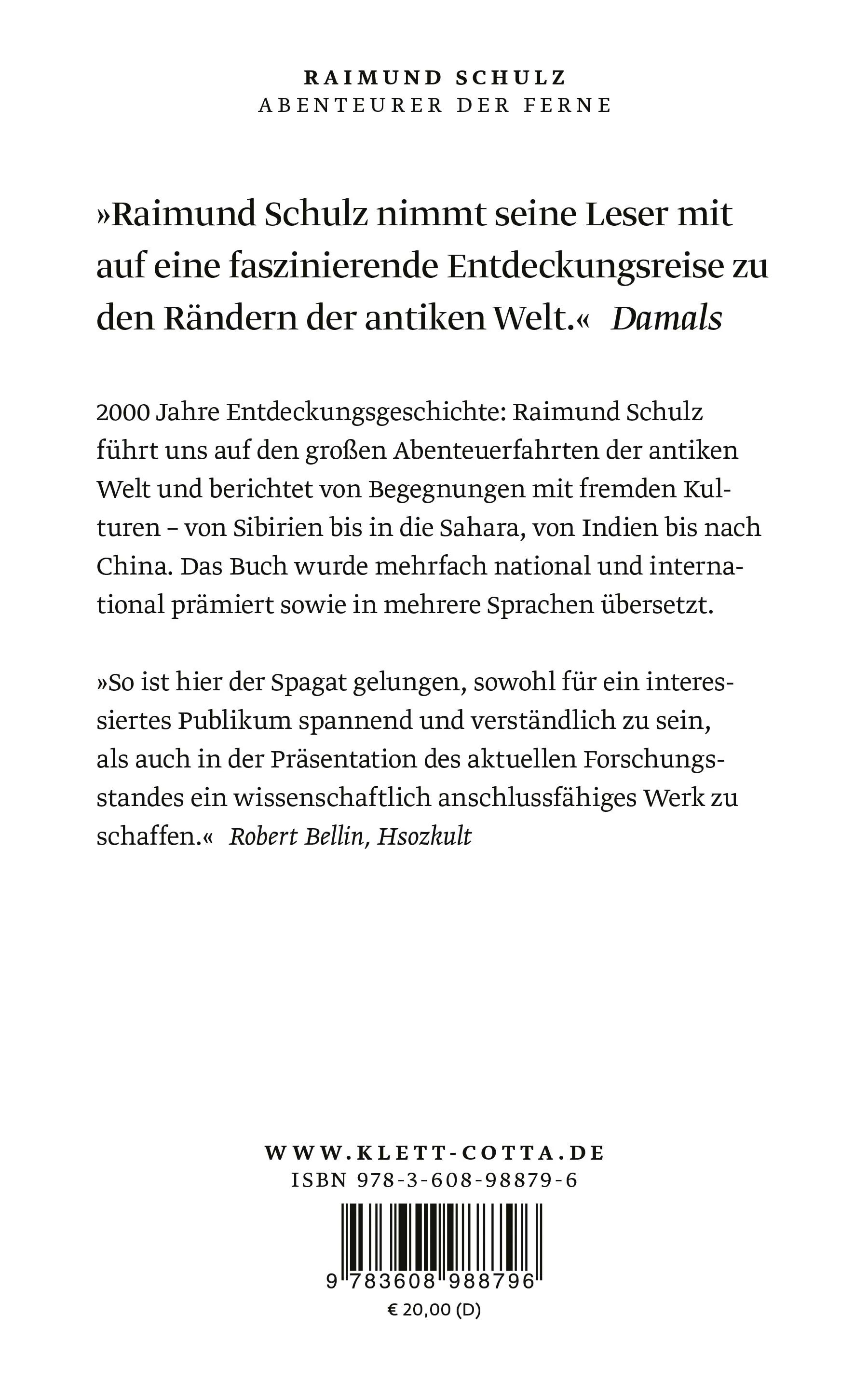 Buchrückseite von 'Abenteurer der Ferne' mit Klappentext - Taschenbuch