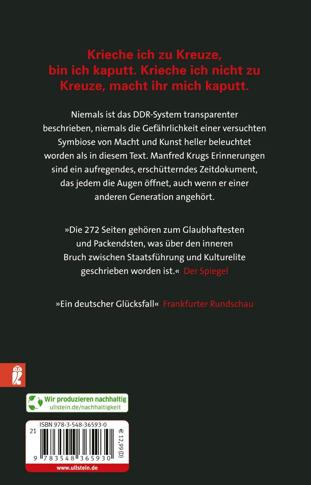 Buchrückseite von 'Abgehauen' mit Klappentext - Taschenbuch