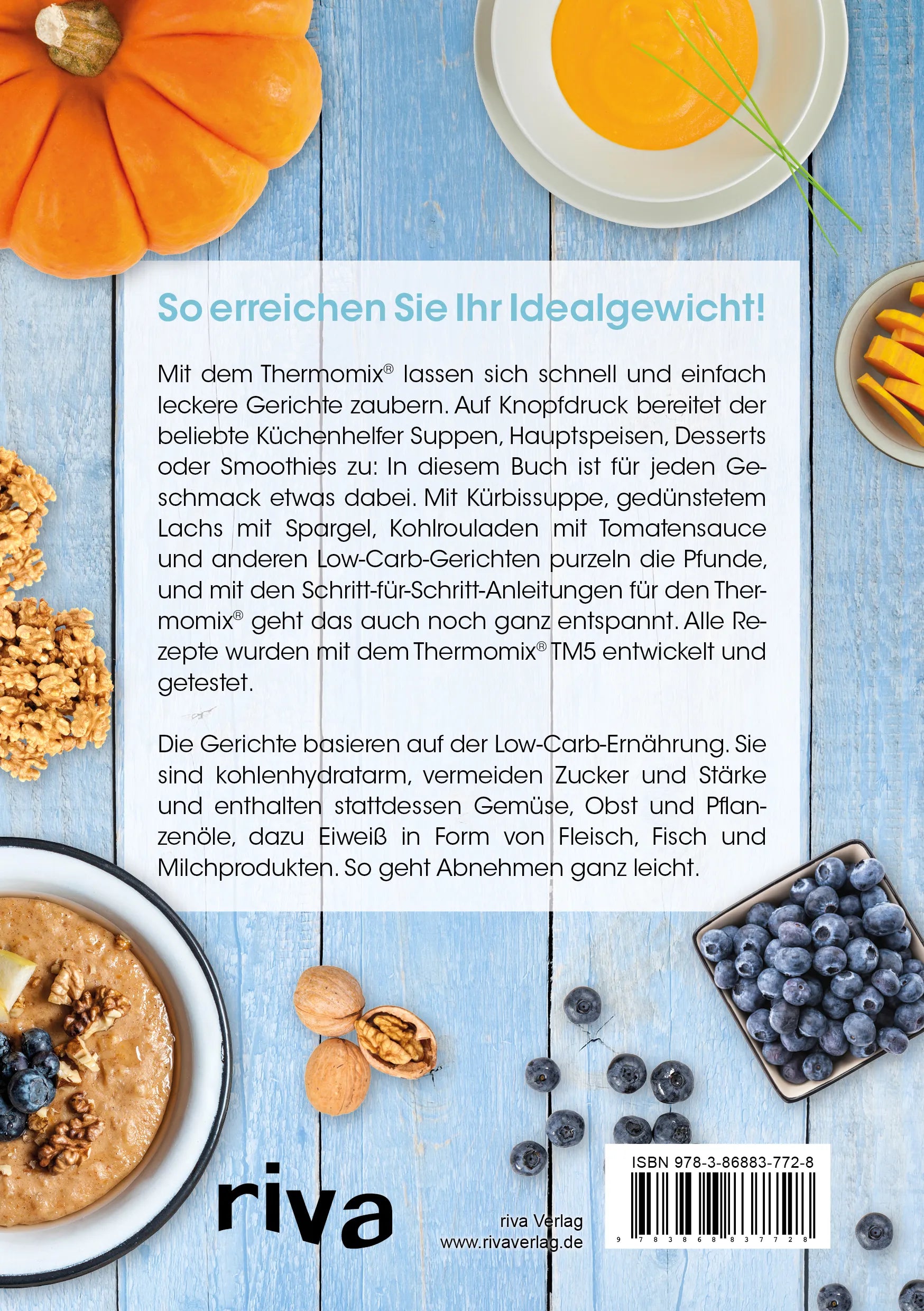 Buchrückseite von 'Abnehmen mit dem Thermomix®' mit Klappentext - Taschenbuch