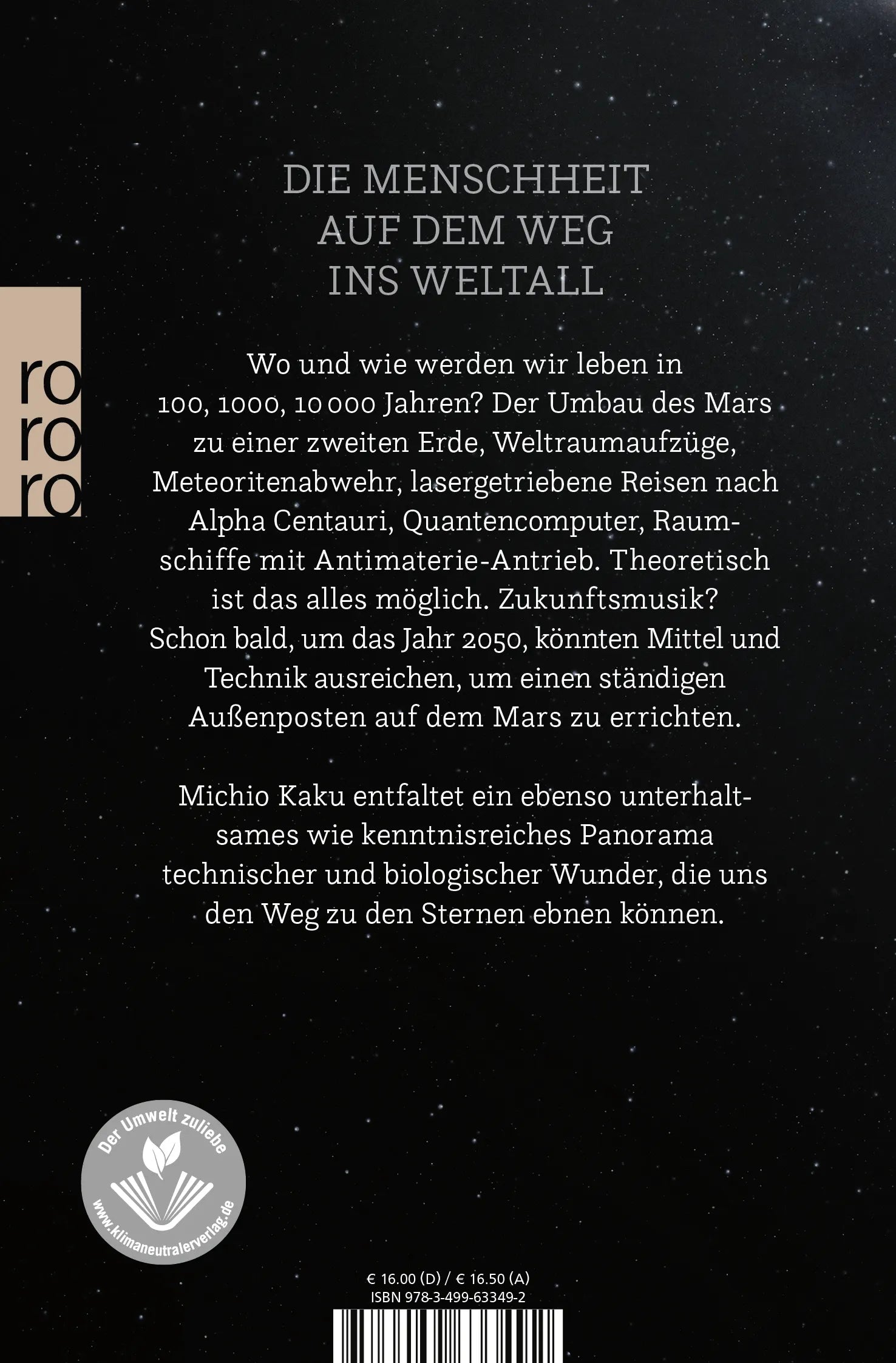 Buchrückseite von 'Abschied von der Erde' mit Klappentext - Taschenbuch