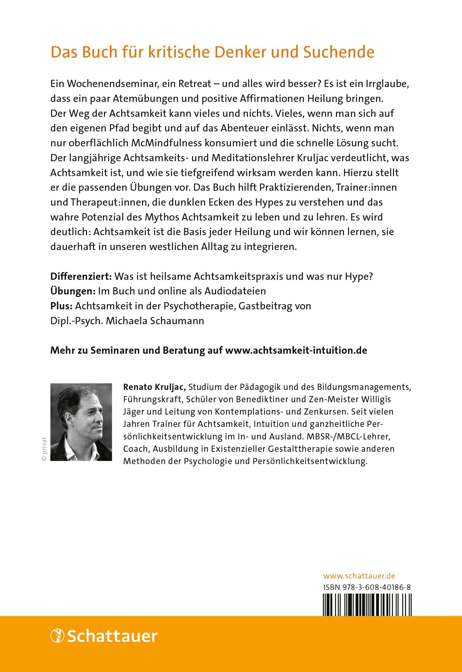 Buchrückseite von 'Achtsamkeit für Skeptiker' mit Klappentext - Paperback