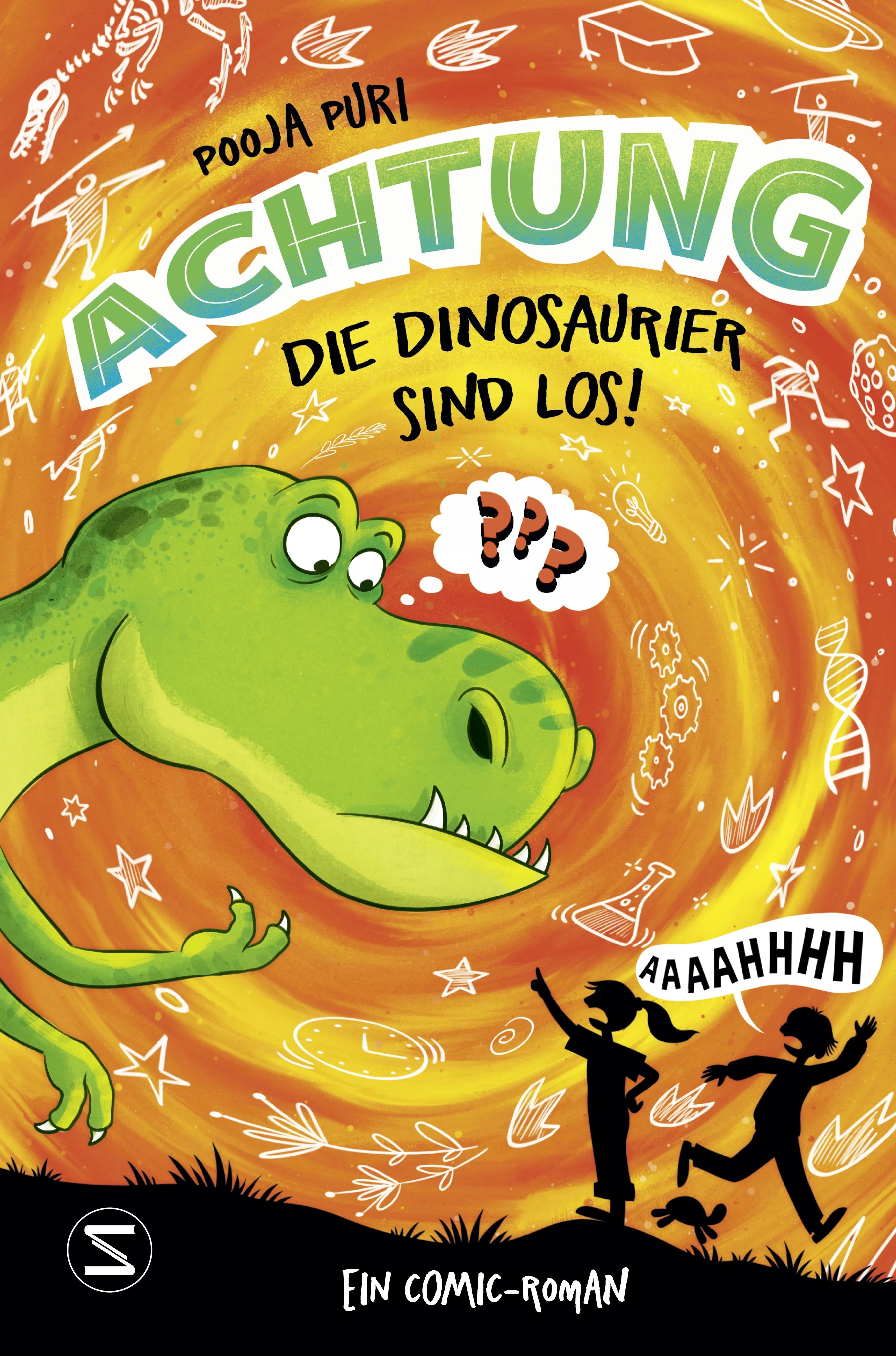 Buchcover von 'Achtung, die Dinosaurier sind los!' - Gebundene Ausgabe von Pooja Puri