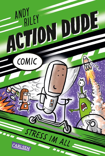 Buchcover von 'Action Dude 2: Stress im All' - Gebundene Ausgabe von Andy Riley