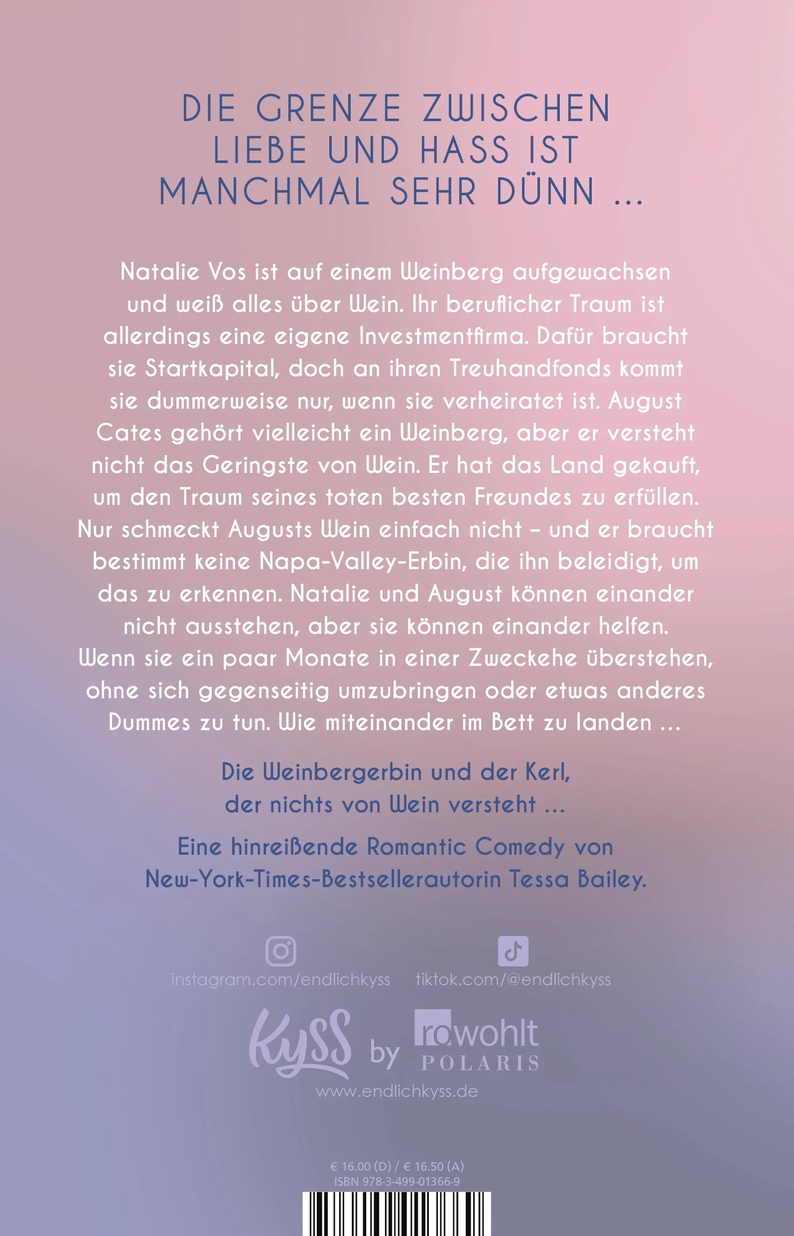 Buchrückseite von 'Actually Yours' mit Klappentext - Paperback