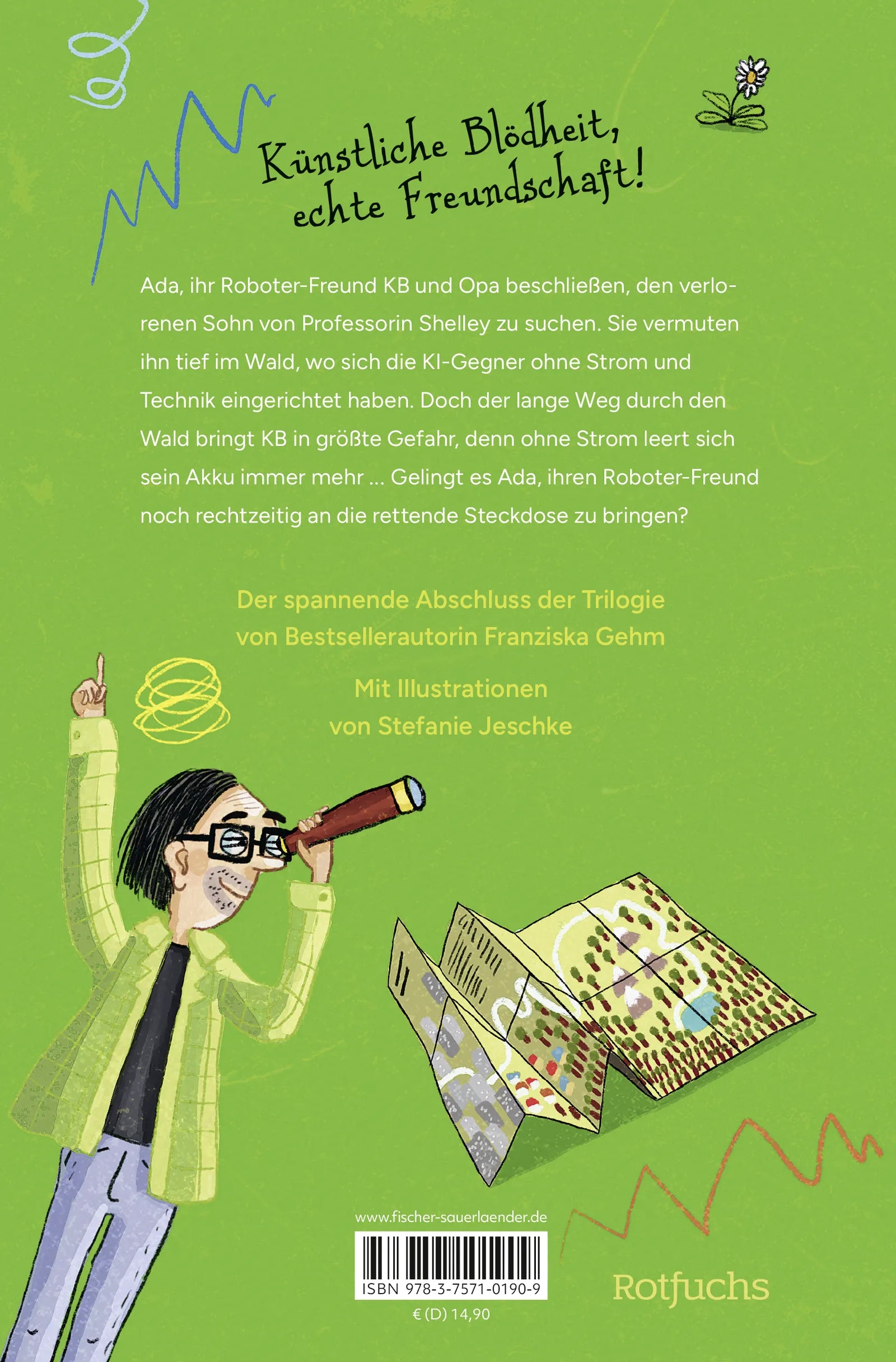 Buchrückseite von 'Ada und die Künstliche Blödheit' mit Klappentext - Gebundene Ausgabe