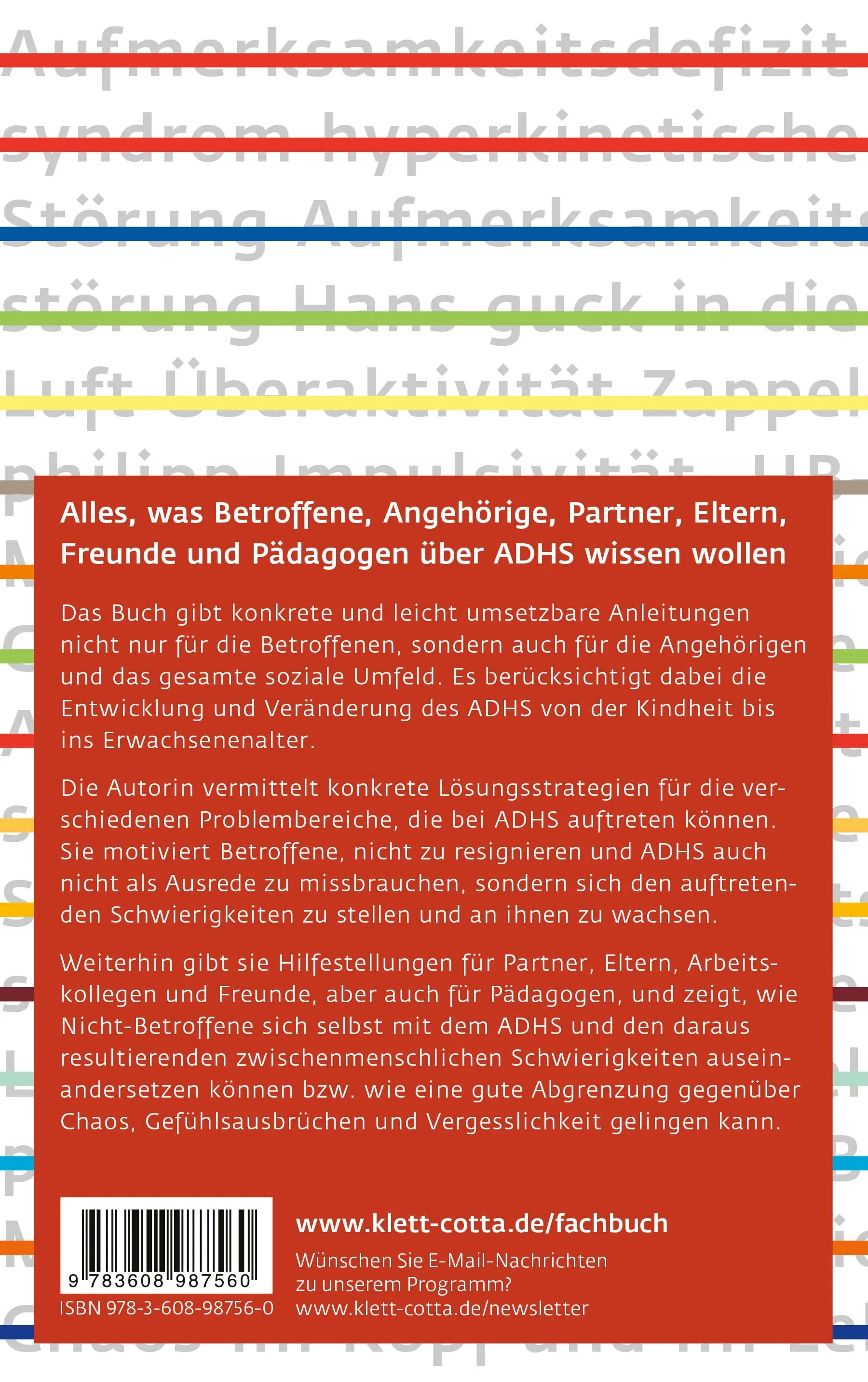 Buchrückseite von 'ADHS – Erfolgreiche Strategien für Erwachsene und Kinder' mit Klappentext - Paperback