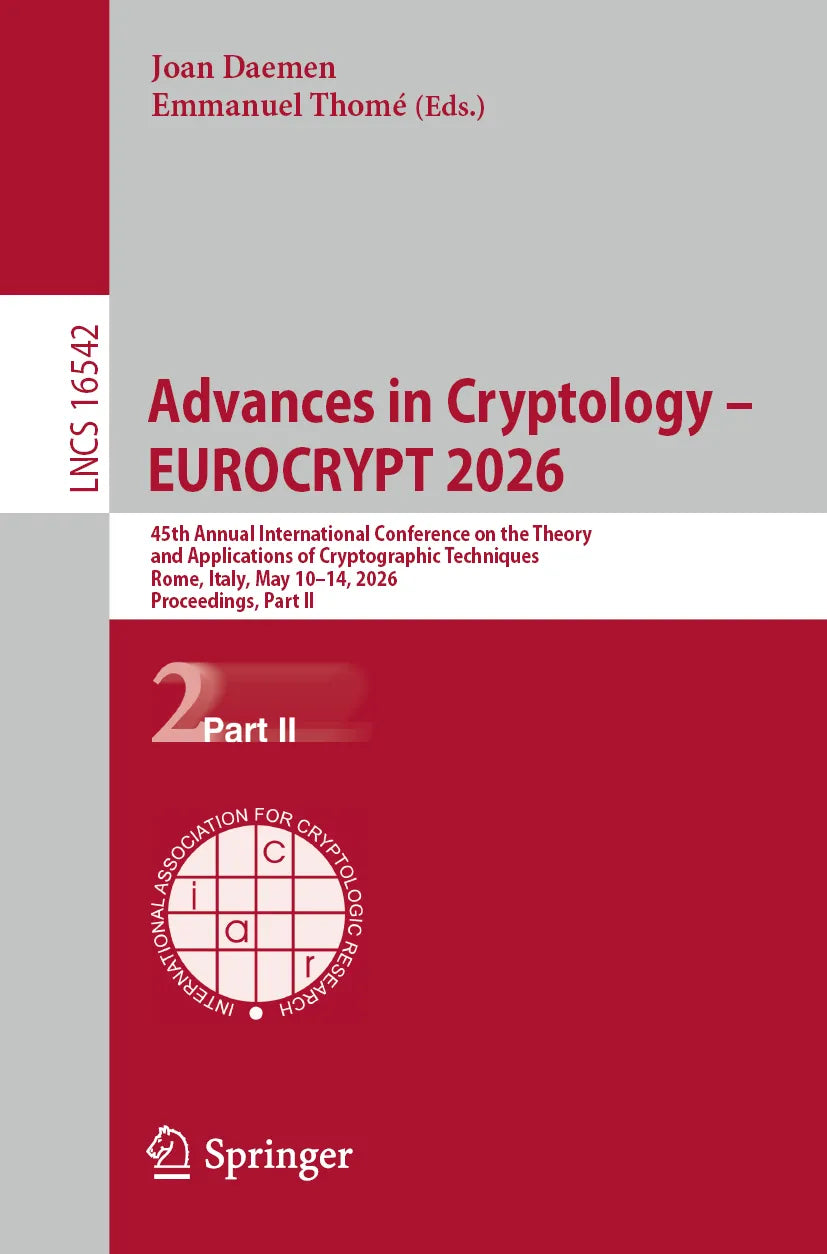 Cover: Advances in Cryptology - EUROCRYPT 2026 (E-Book) von Joan Daemen