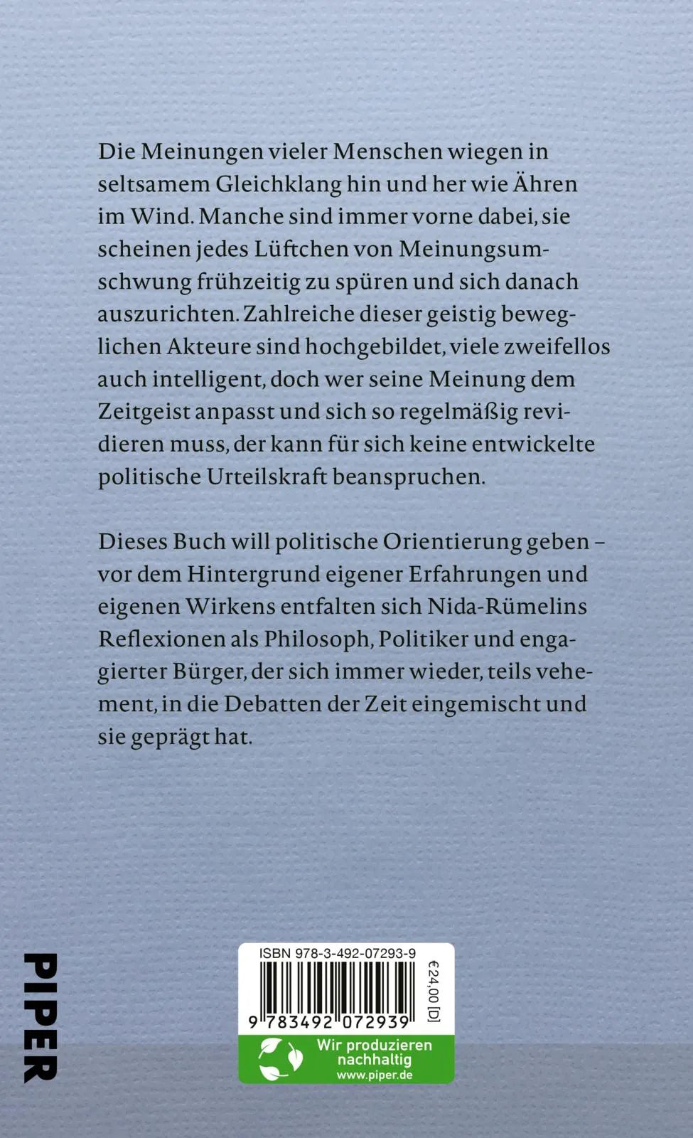 Buchrückseite von 'Ähren im Wind' mit Klappentext - Gebundene Ausgabe