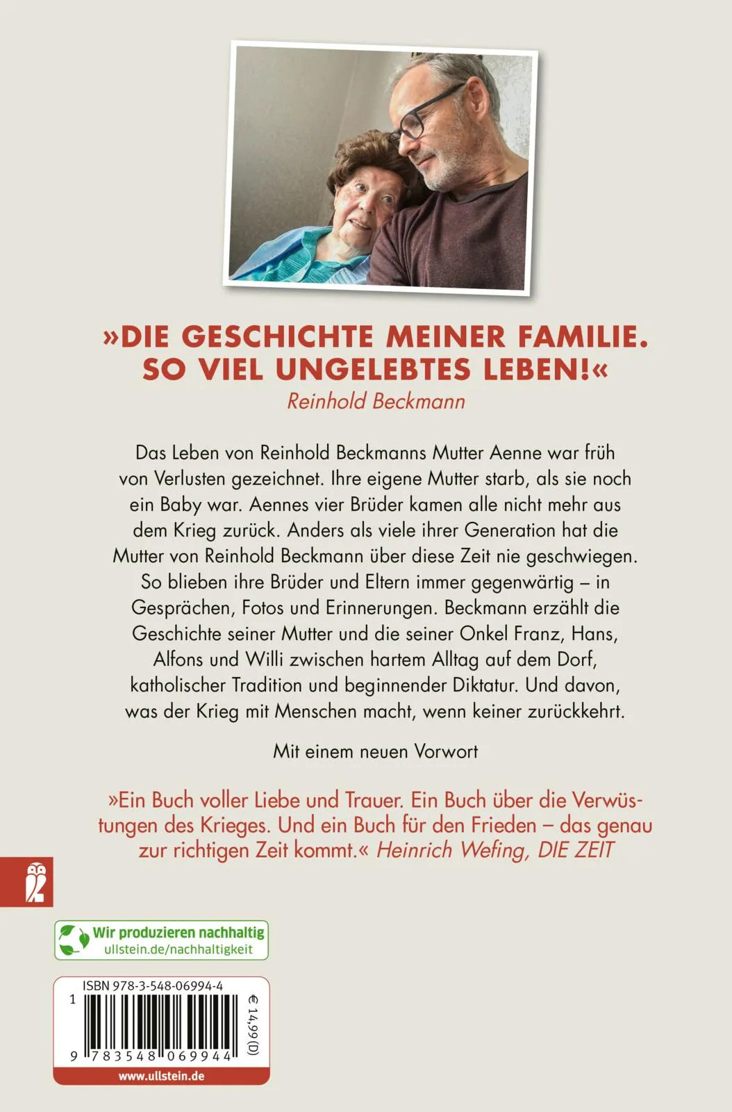 Buchrückseite von 'Aenne und ihre Brüder' mit Klappentext - Taschenbuch
