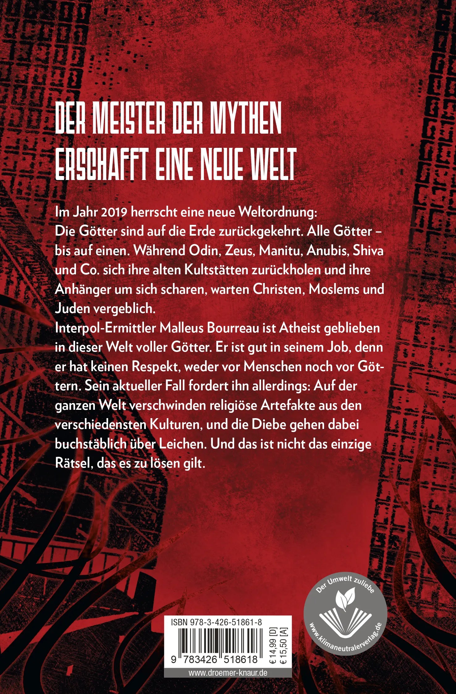 Buchrückseite von 'AERA – Die Rückkehr der Götter' mit Klappentext - Taschenbuch