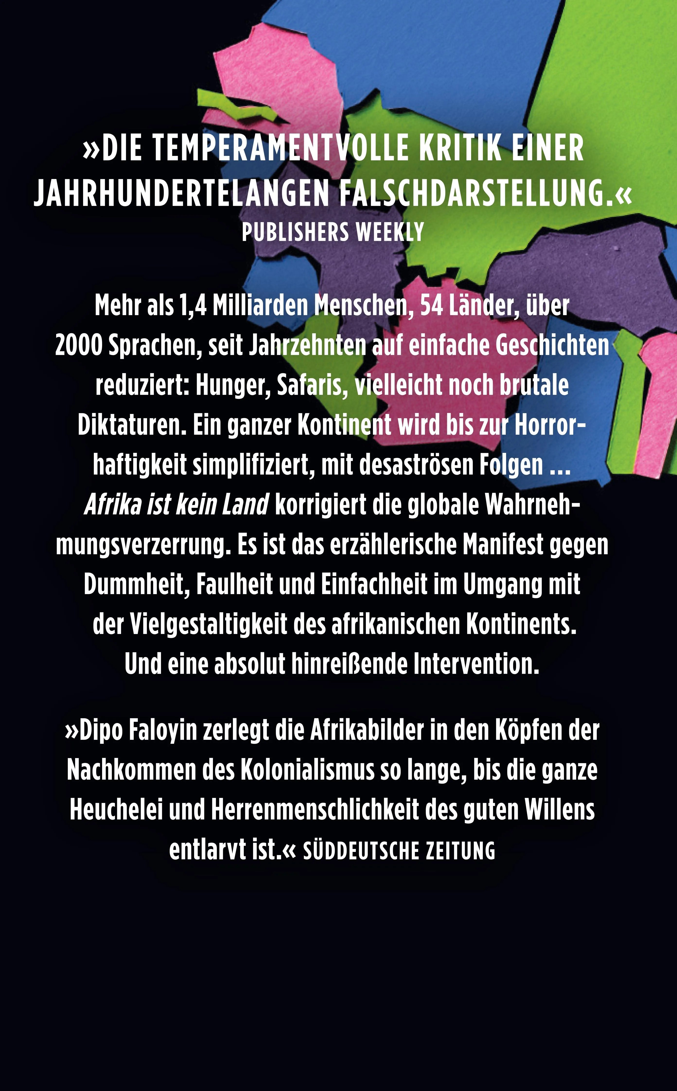 Buchrückseite von 'Afrika ist kein Land' mit Klappentext - Taschenbuch