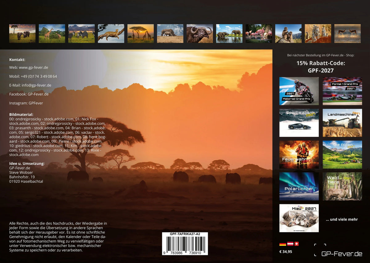 Afrikas Tierwelt - Der Tierkalender - 2027 - Kalender DIN A2 – Ansicht