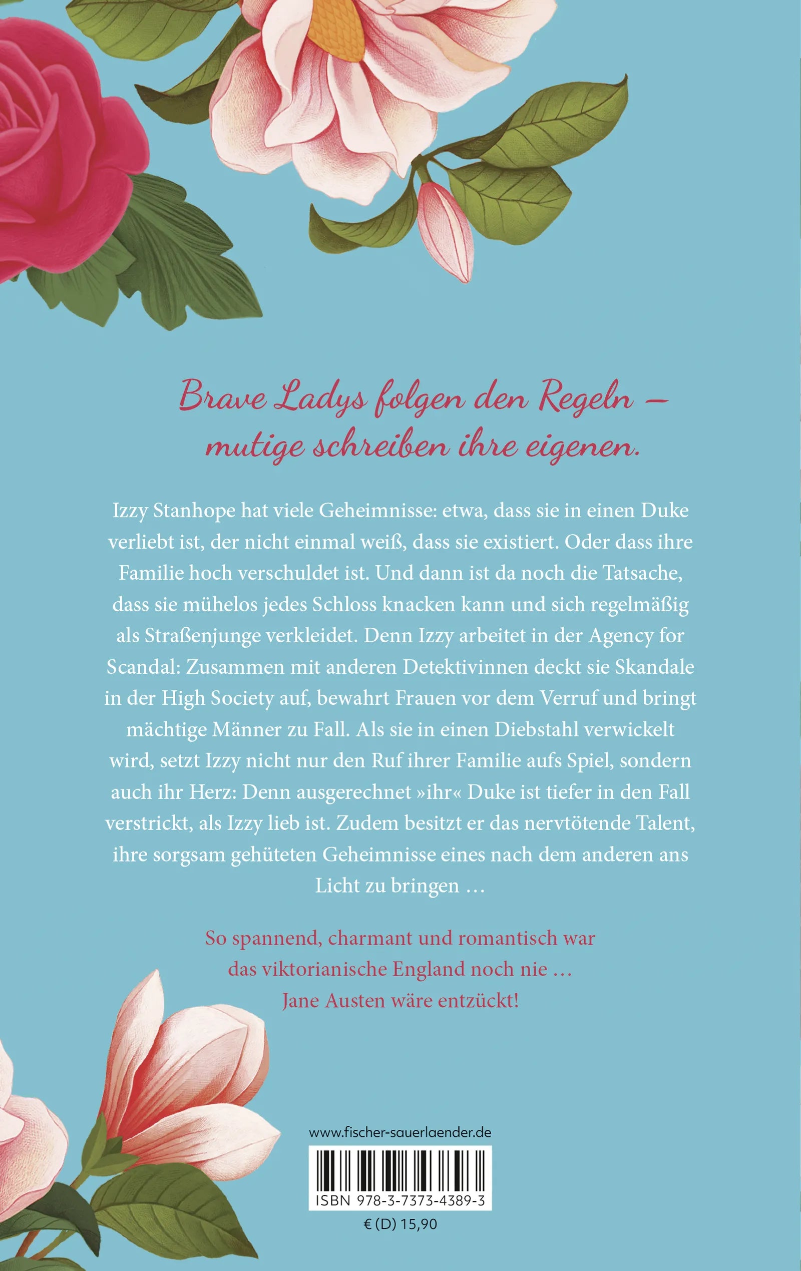 Buchrückseite von 'Agency for Scandal' mit Klappentext - Paperback