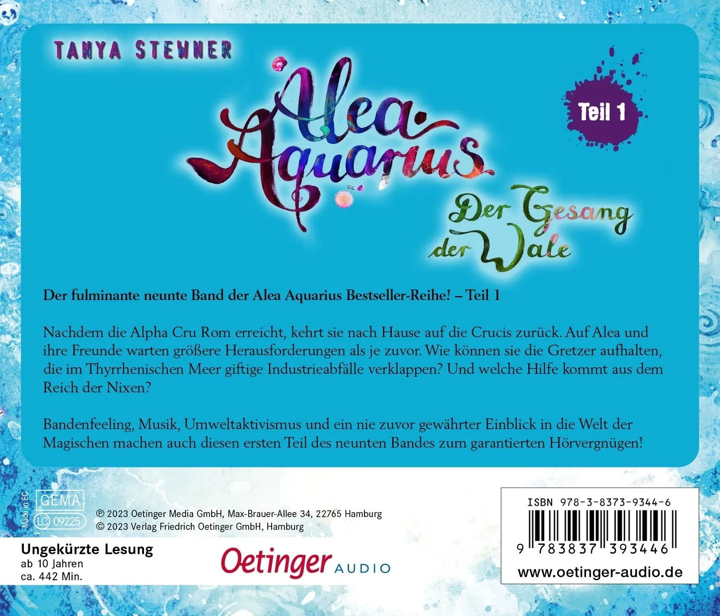 Buchrückseite von 'Alea Aquarius 9 Teil 1. Der Gesang der Wale' mit Klappentext - Hörbuch (CD)