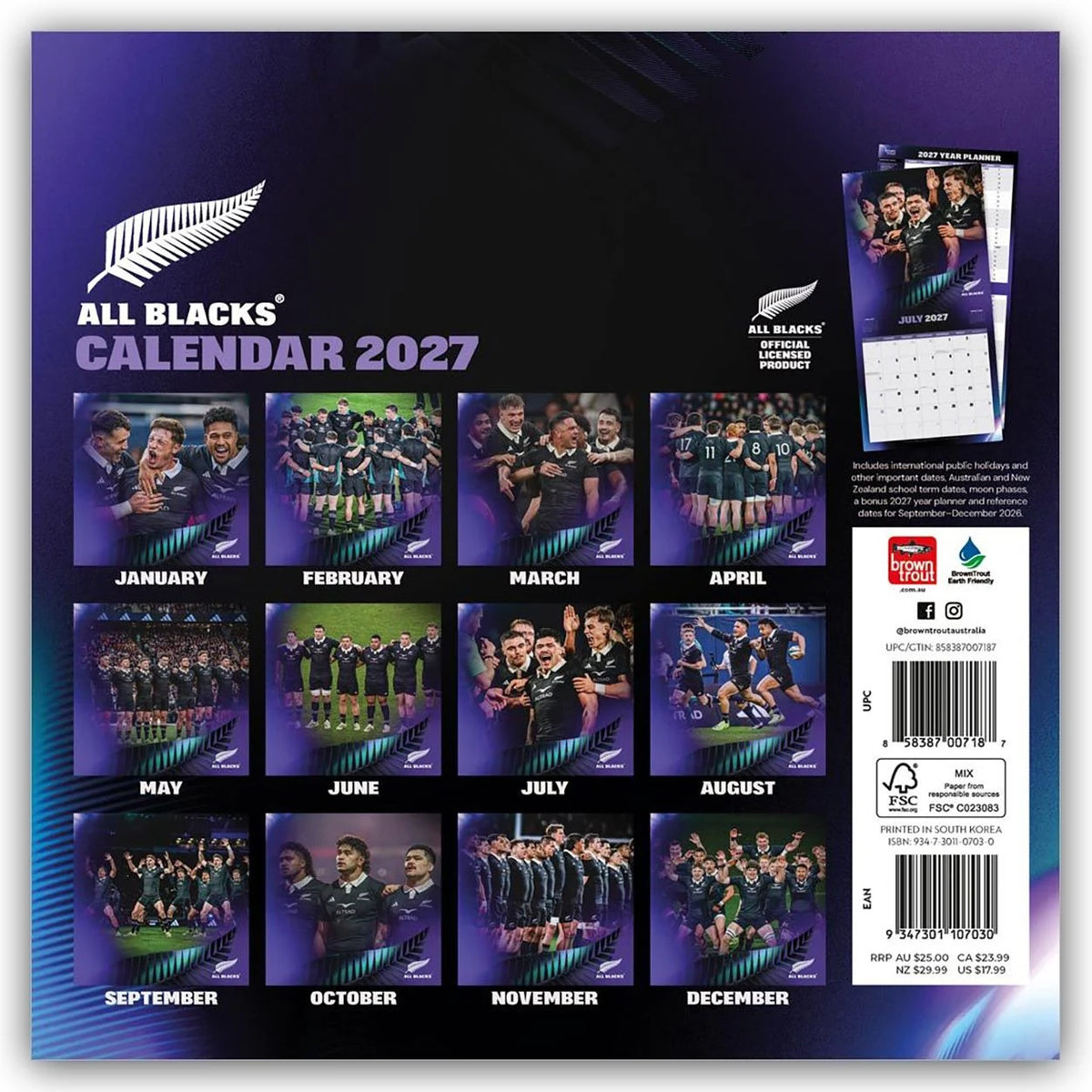 All Blacks 2027 – Wandkalender – Ansicht