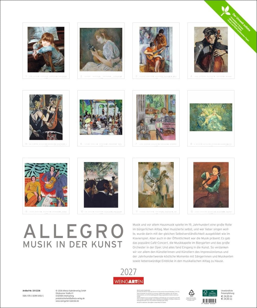 Allegro - Musik in der Kunst Kalender 2027 - Musik in der Kunst – Ansicht
