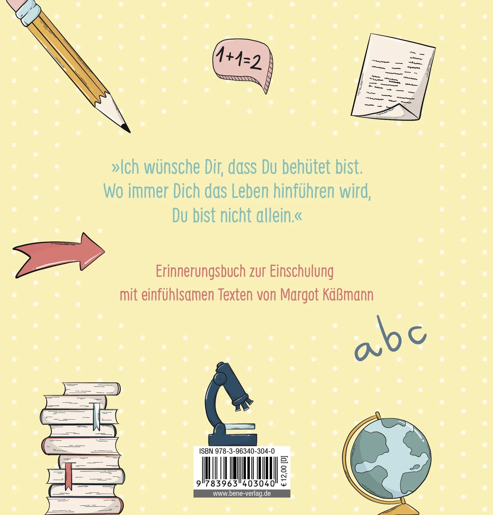 Buchrückseite von 'Alles Gute zur Einschulung' mit Klappentext - Gebundene Ausgabe