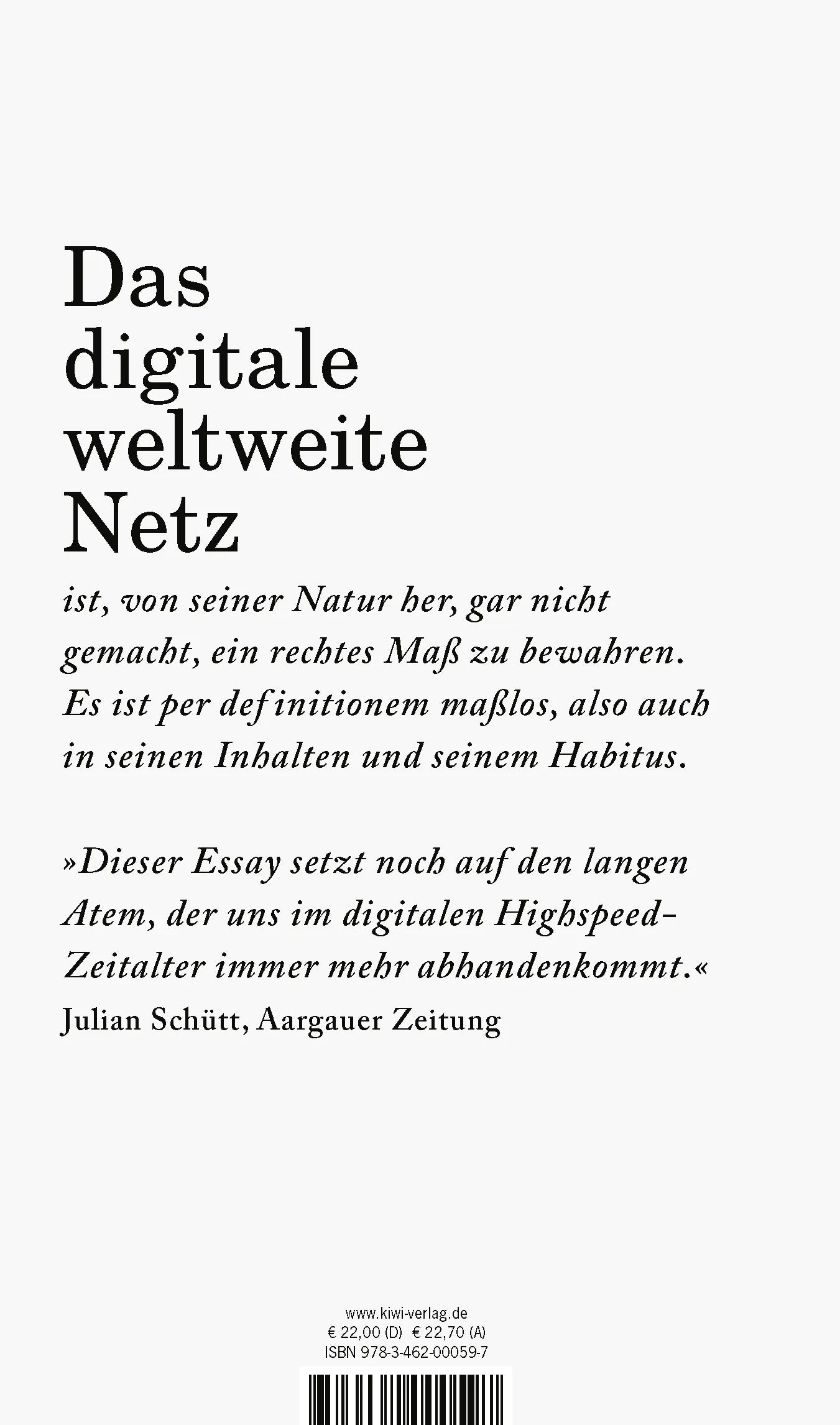 Buchrückseite von 'Alles und nichts sagen' mit Klappentext - Gebundene Ausgabe