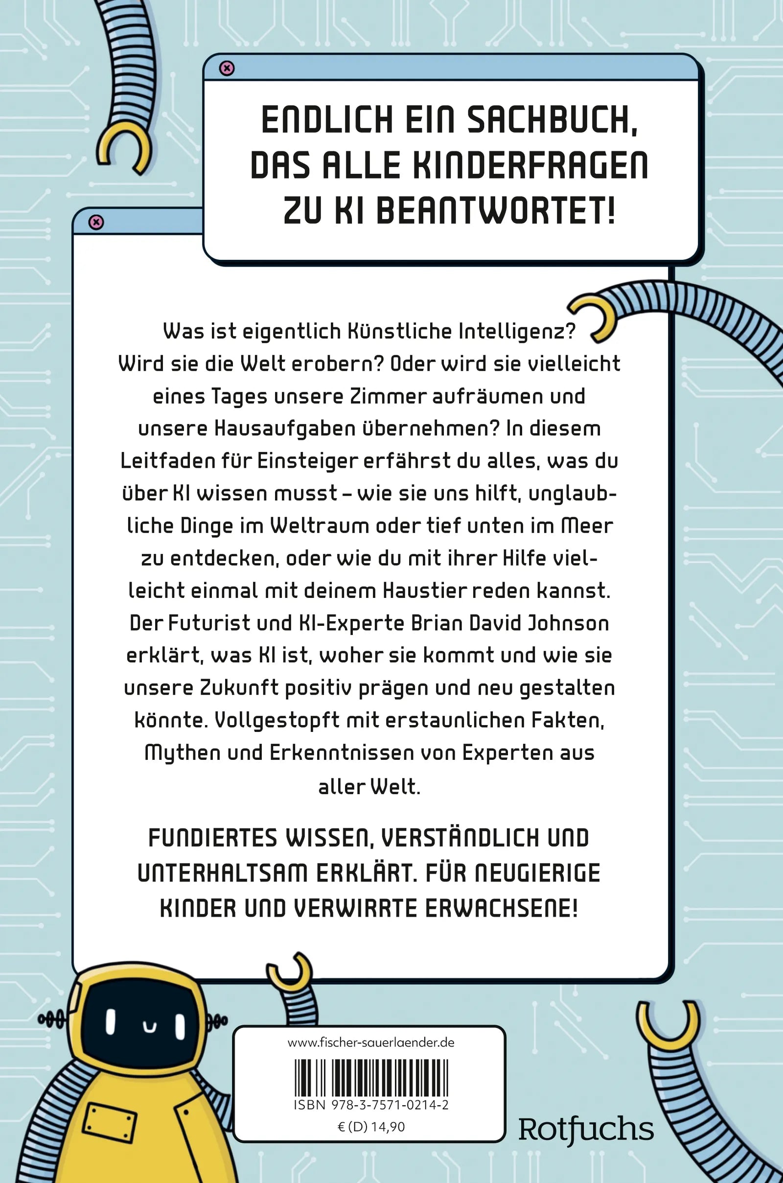 Buchrückseite von 'Alles, was du über KI wissen musst' mit Klappentext - Gebundene Ausgabe