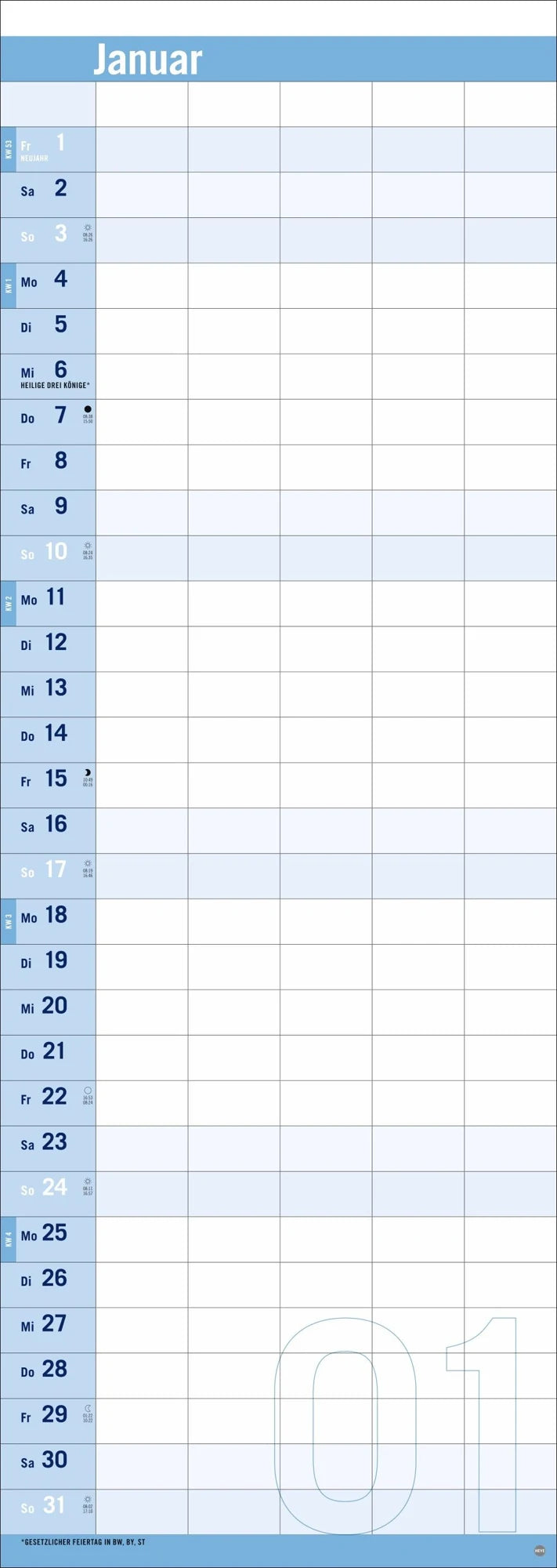 Allround-Familienplaner Vertical Kalender 2027 – Ansicht