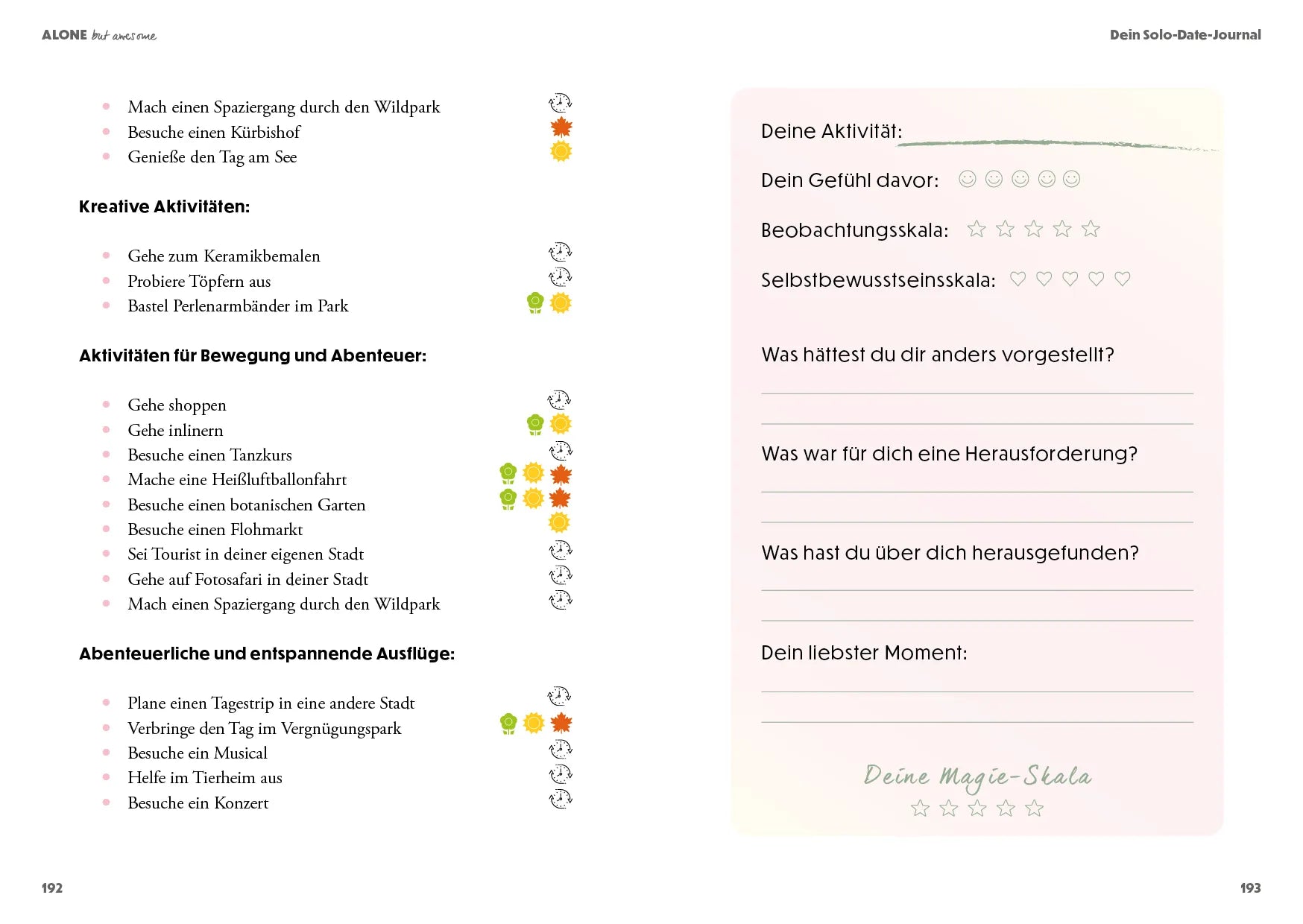 Innenansicht von 'Alone but awesome – die Magie von Solo-Dates' - Gebundene Ausgabe