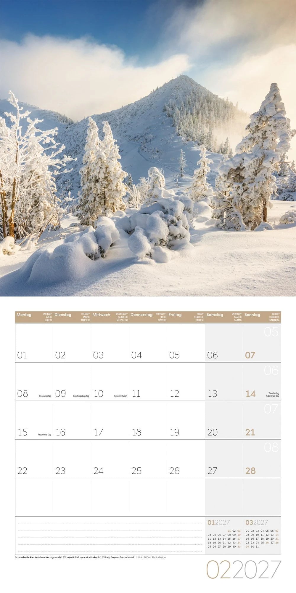 Alpen Kalender 2027 - 30x30 - Art12 – Ansicht