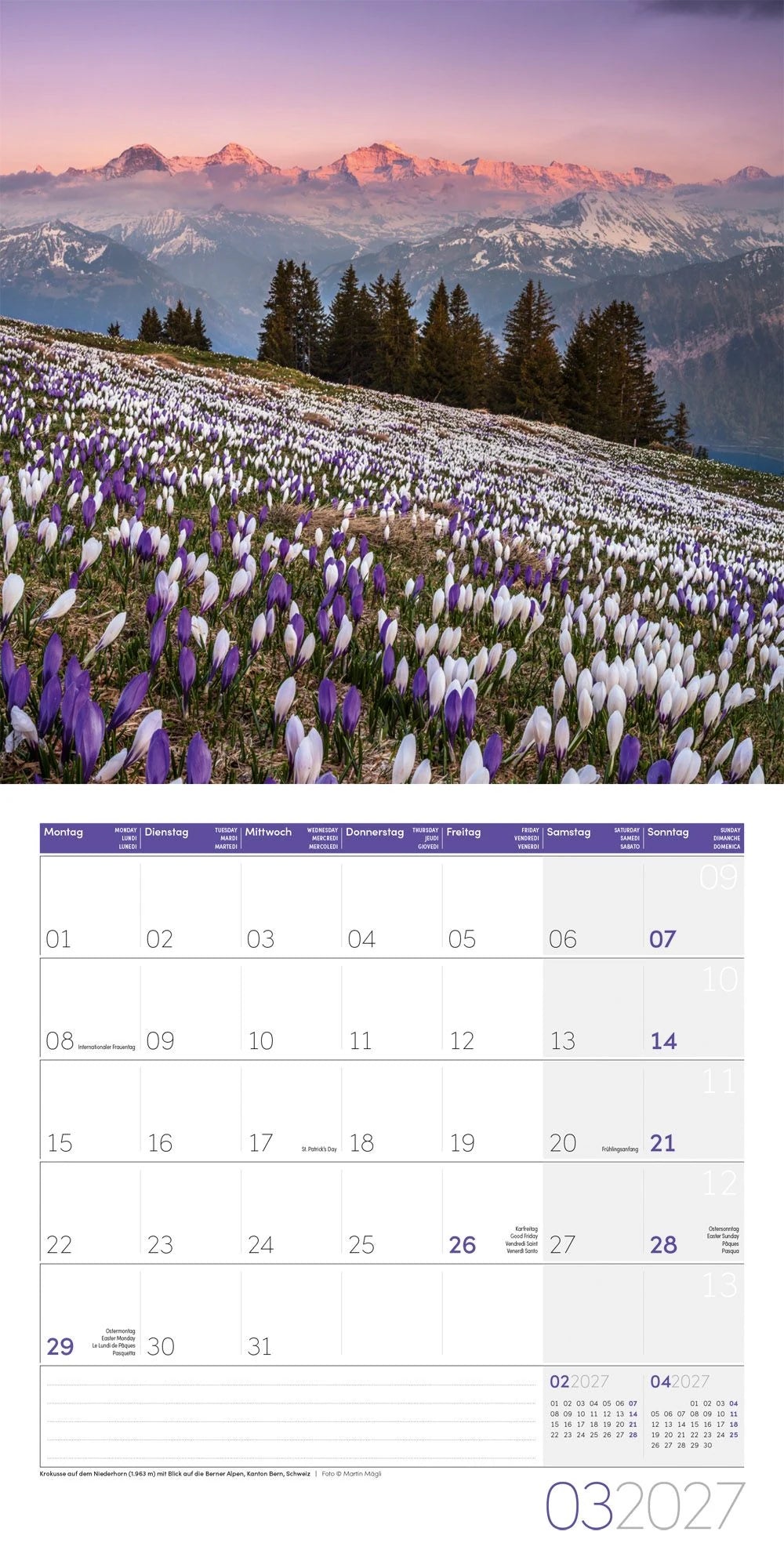 Alpen Kalender 2027 - 30x30 - Art12 – Ansicht