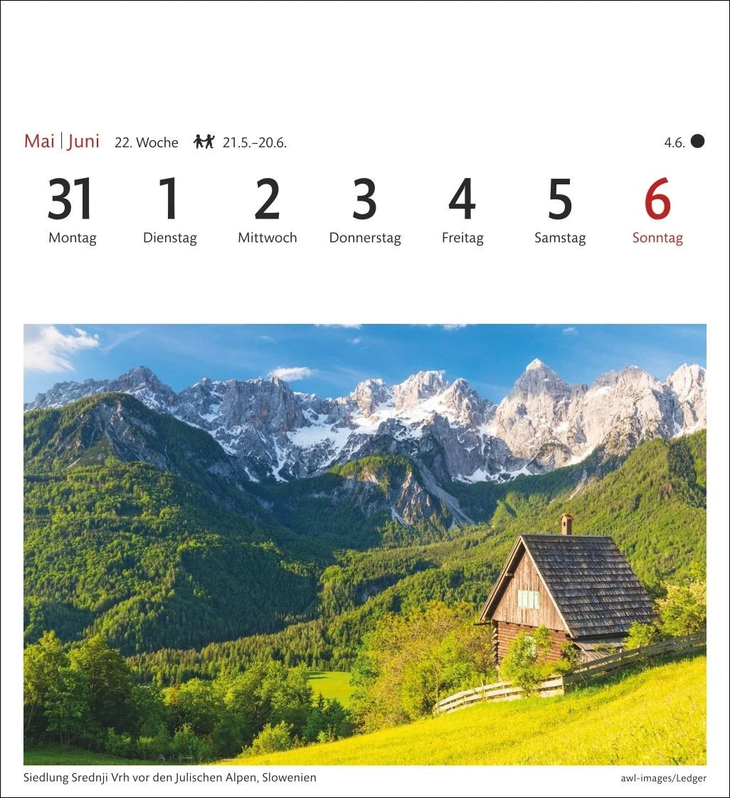 Alpen Sehnsuchtskalender 2027 - Wochenkalender mit 53 Postkarten – Ansicht