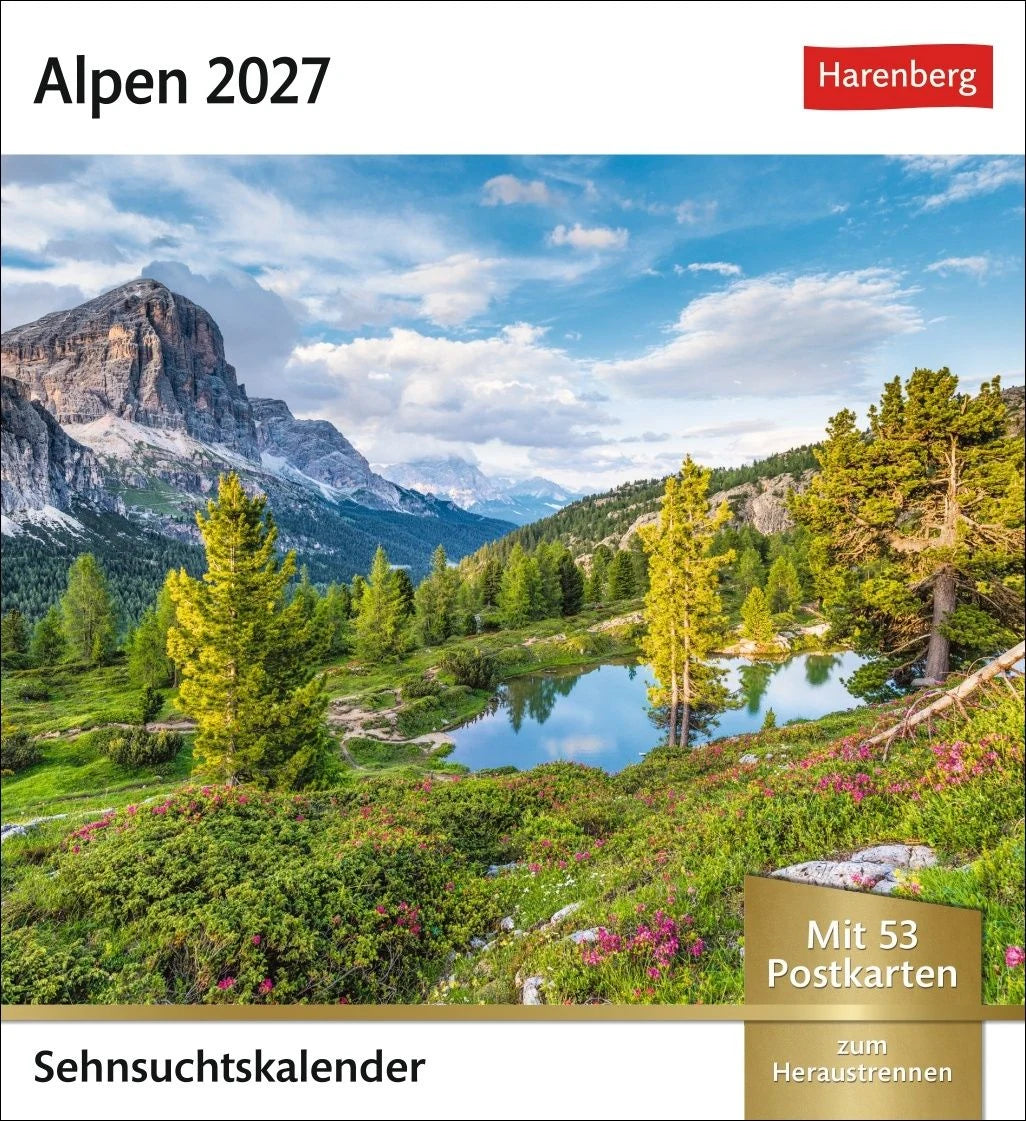 Postkartenkalender: Alpen Sehnsuchtskalender 2027 - Wochenkalender mit 53 Postkarten