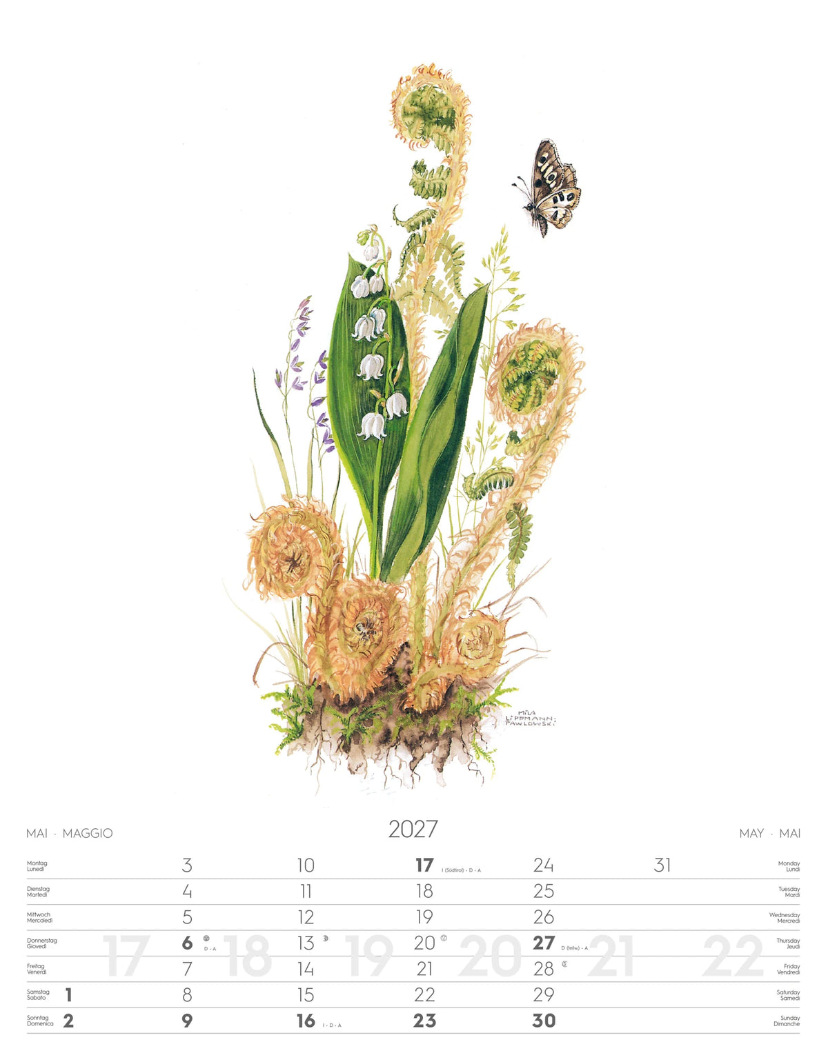 Alpenblumen-Aquarelle Kalender 2027 – Ansicht