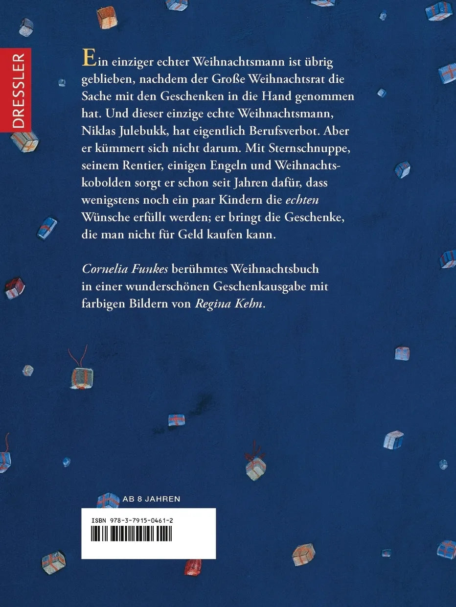 Buchrückseite von 'Als der Weihnachtsmann vom Himmel fiel' mit Klappentext - Gebundene Ausgabe