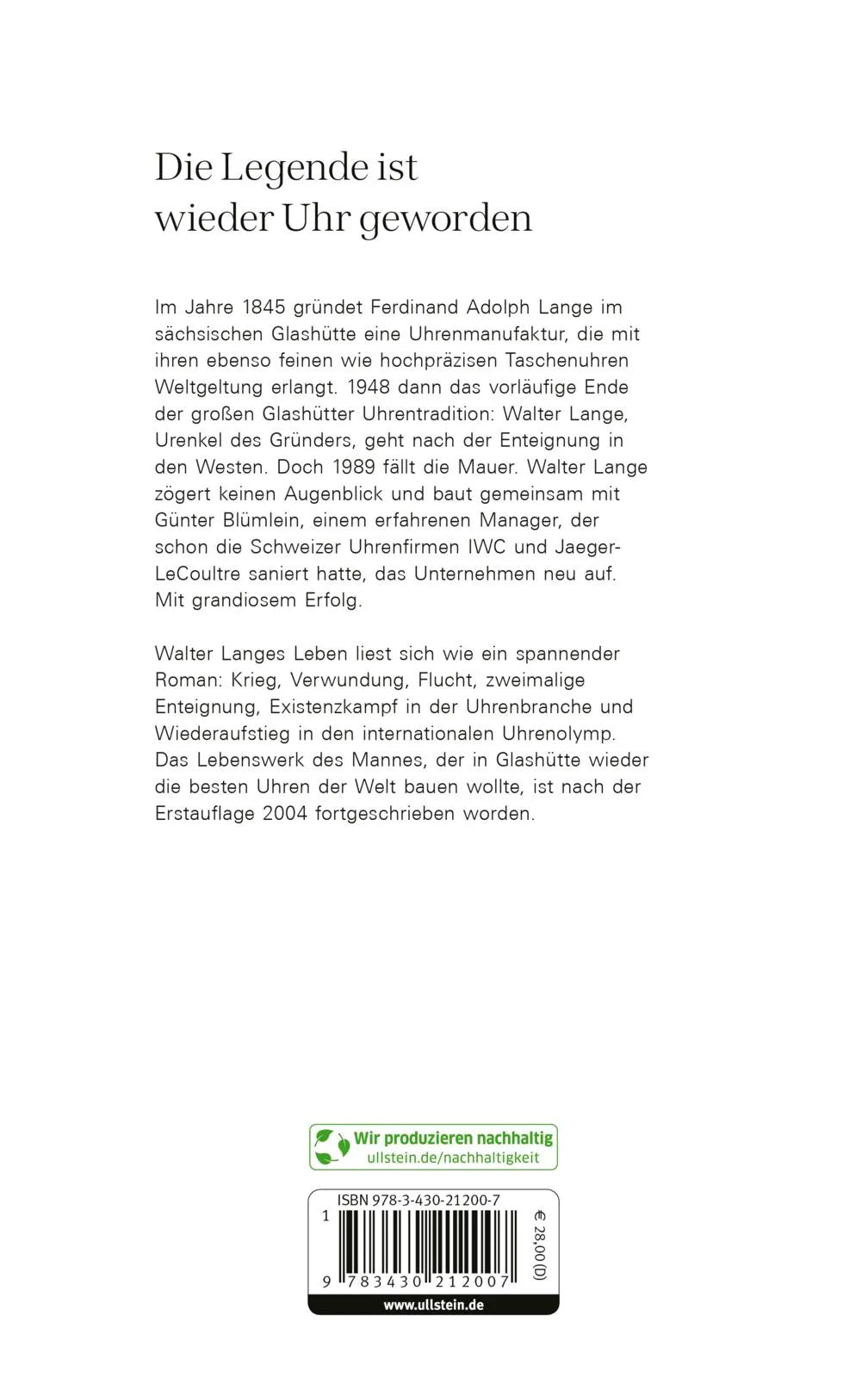 Buchrückseite von 'Als die Zeit nach Hause kam' mit Klappentext - Gebundene Ausgabe