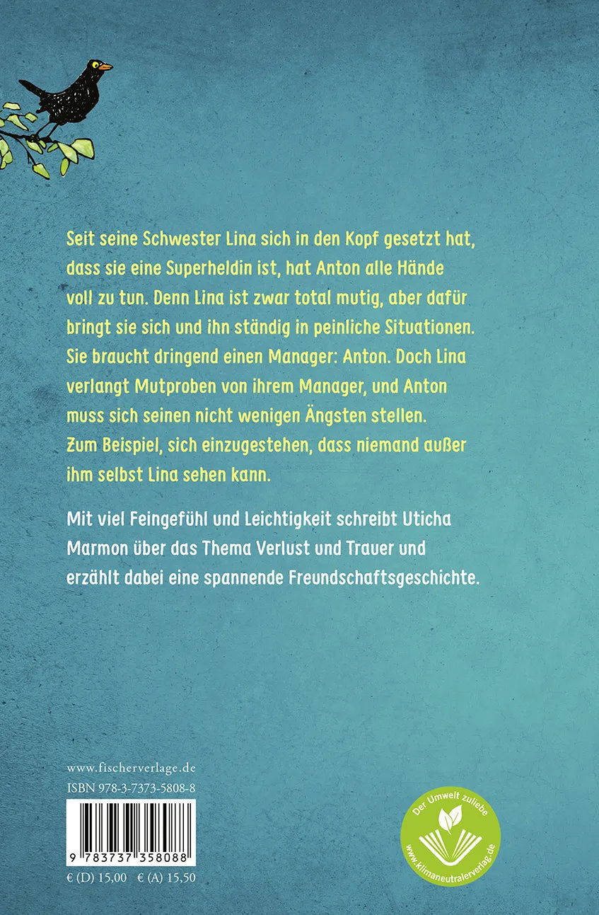 Buchrückseite von 'Als meine Schwester fliegen lernte' mit Klappentext - Gebundene Ausgabe