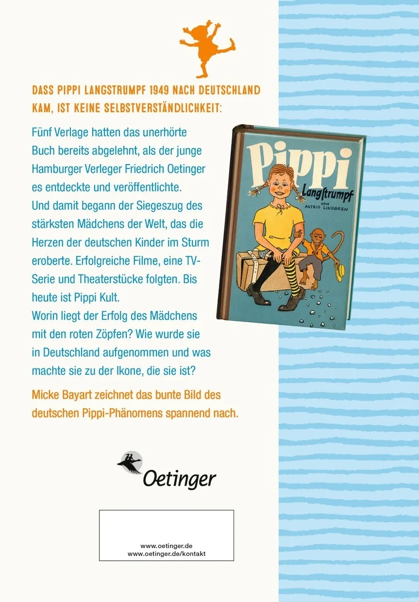 Buchrückseite von 'Als Pippi nach Deutschland kam' mit Klappentext - Gebundene Ausgabe