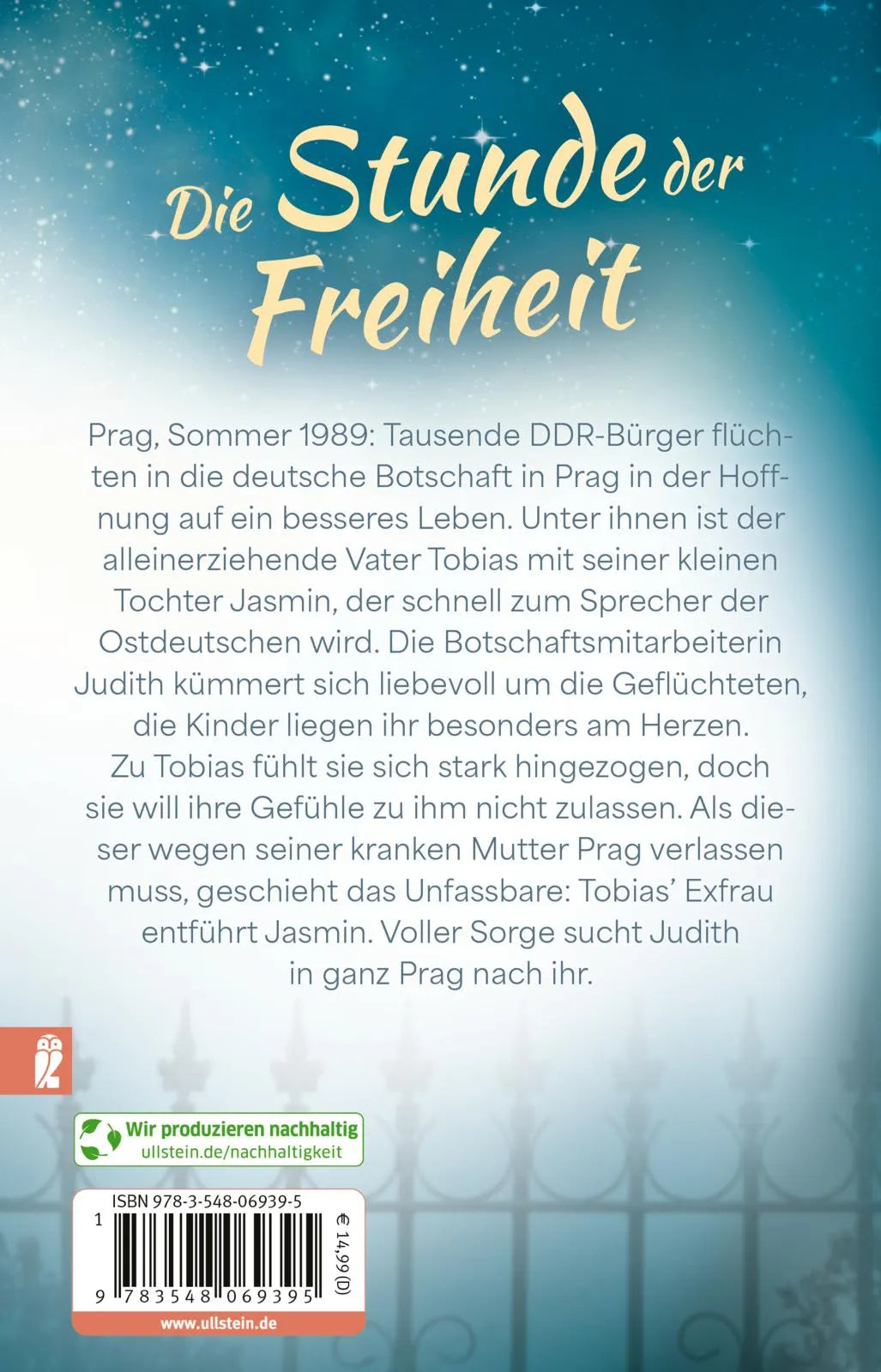 Buchrückseite von 'Als wir nach den Sternen griffen' mit Klappentext - Taschenbuch