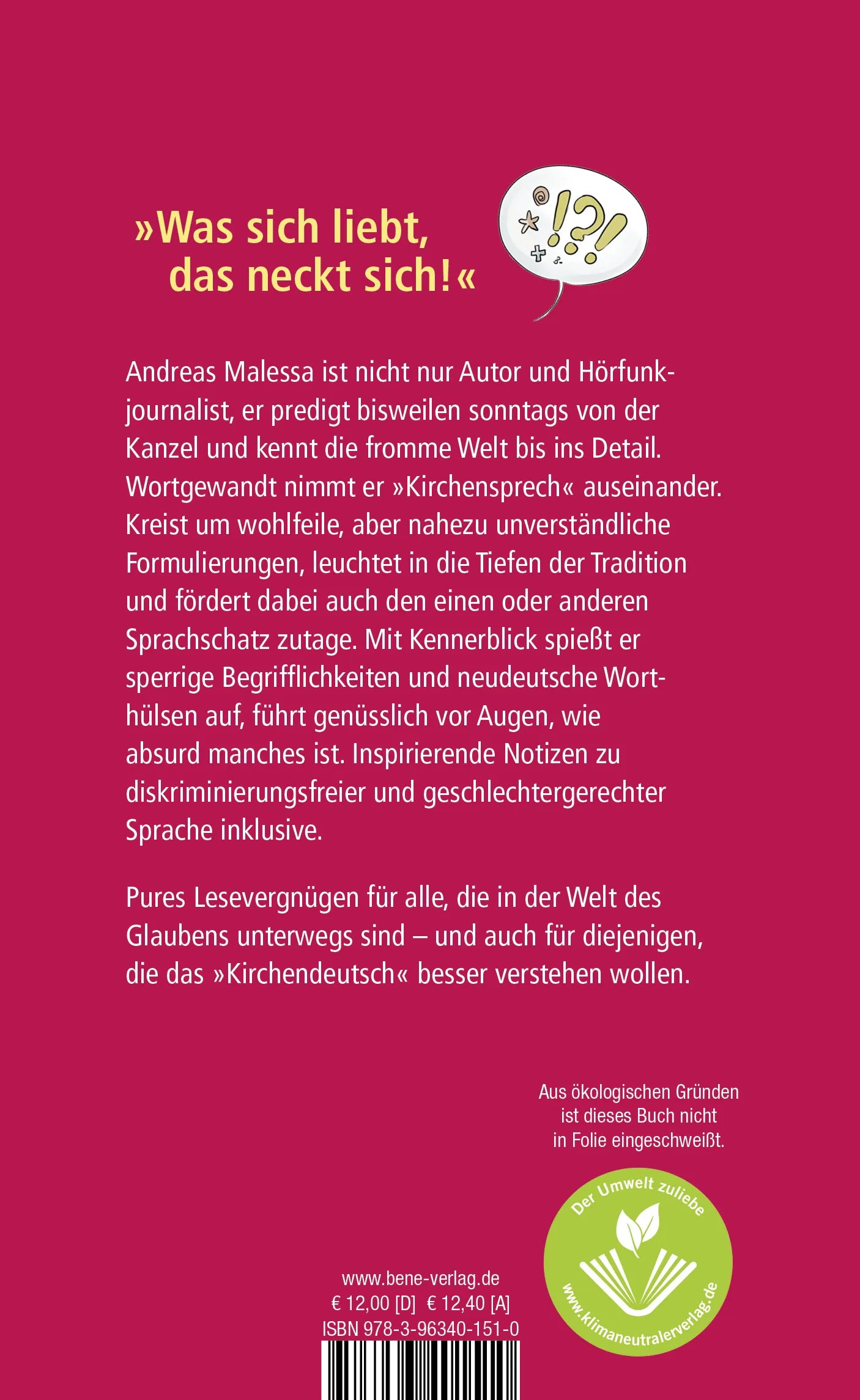 Buchrückseite von 'Am Anfang war die Floskel' mit Klappentext - Gebundene Ausgabe