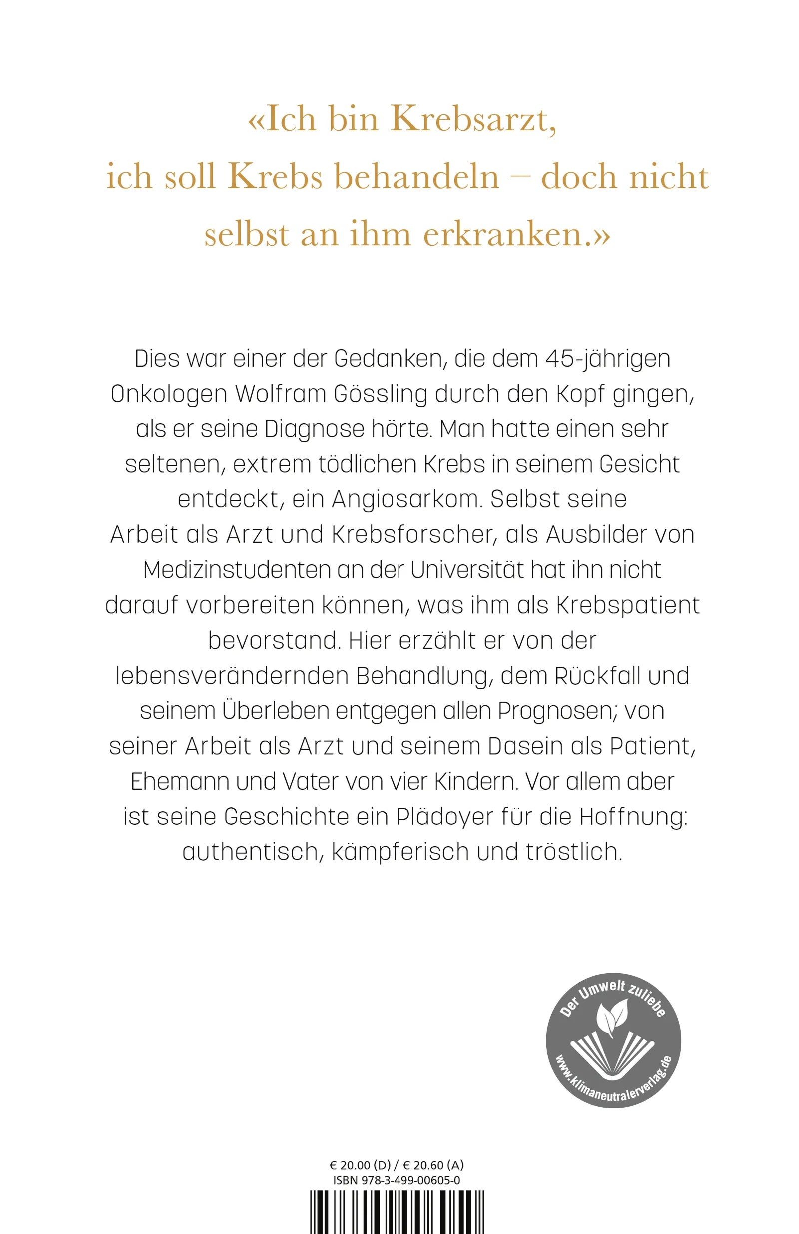 Buchrückseite von 'Am Leben bleiben' mit Klappentext - Paperback