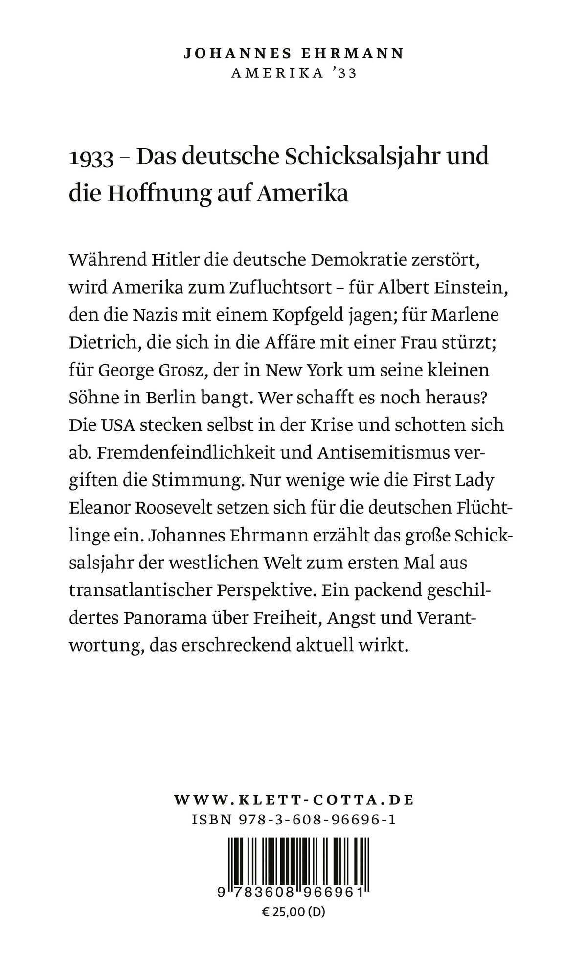 Rückseite: Amerika '33 (Hardcover)