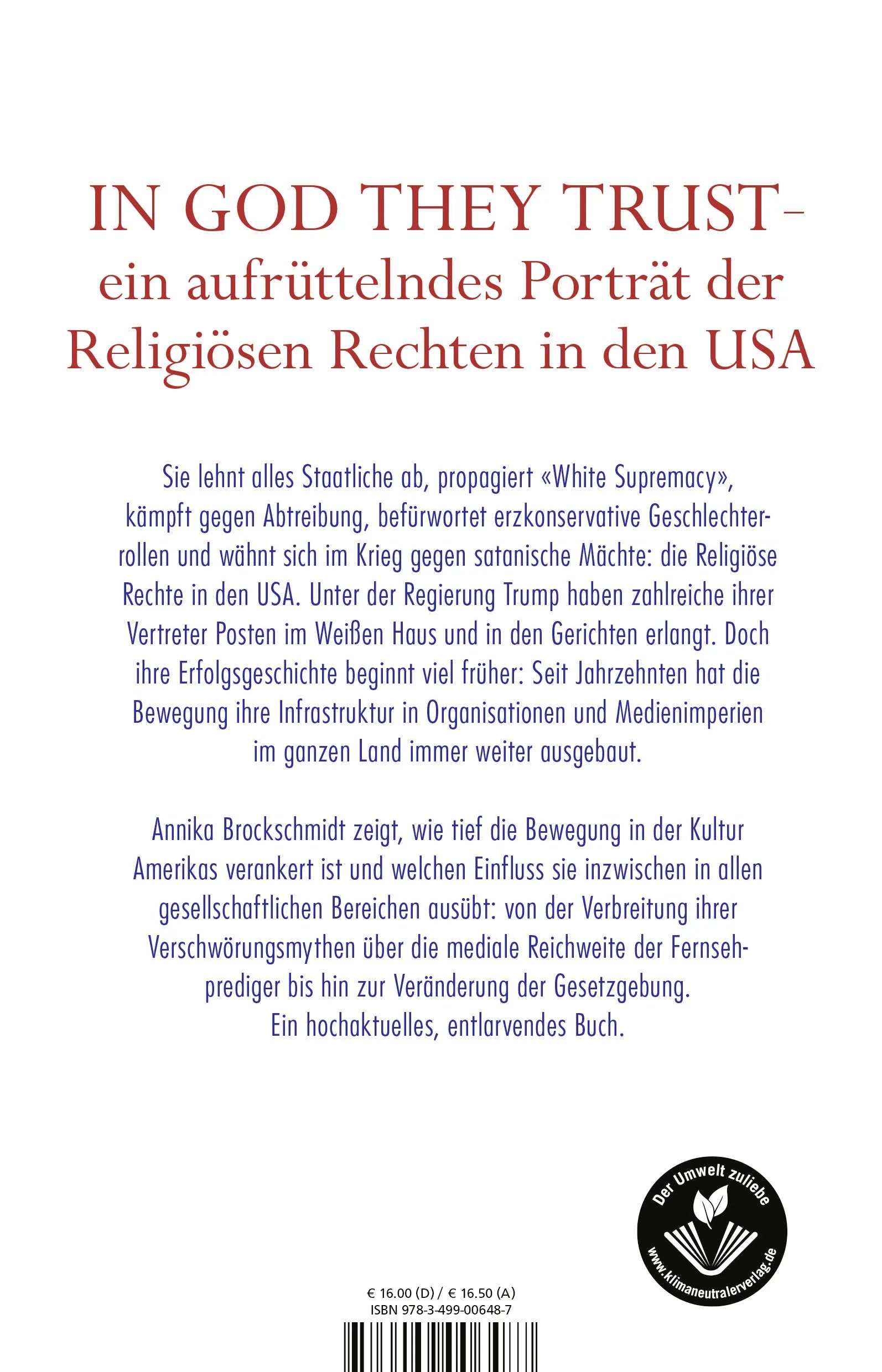 Buchrückseite von 'Amerikas Gotteskrieger' mit Klappentext - Paperback