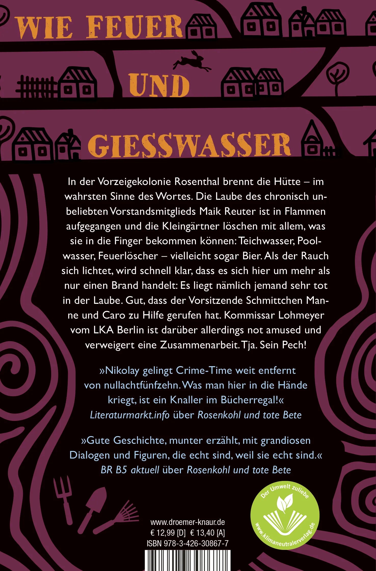 Buchrückseite von 'Amsel, Drossel, tot und starr' mit Klappentext - Taschenbuch
