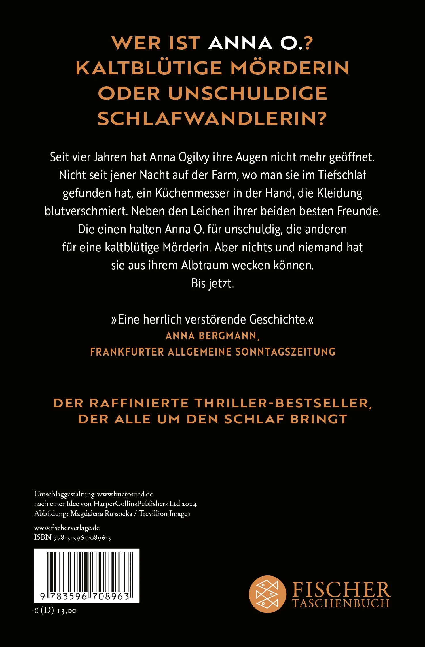 Buchrückseite von 'Anna O.' mit Klappentext - Taschenbuch