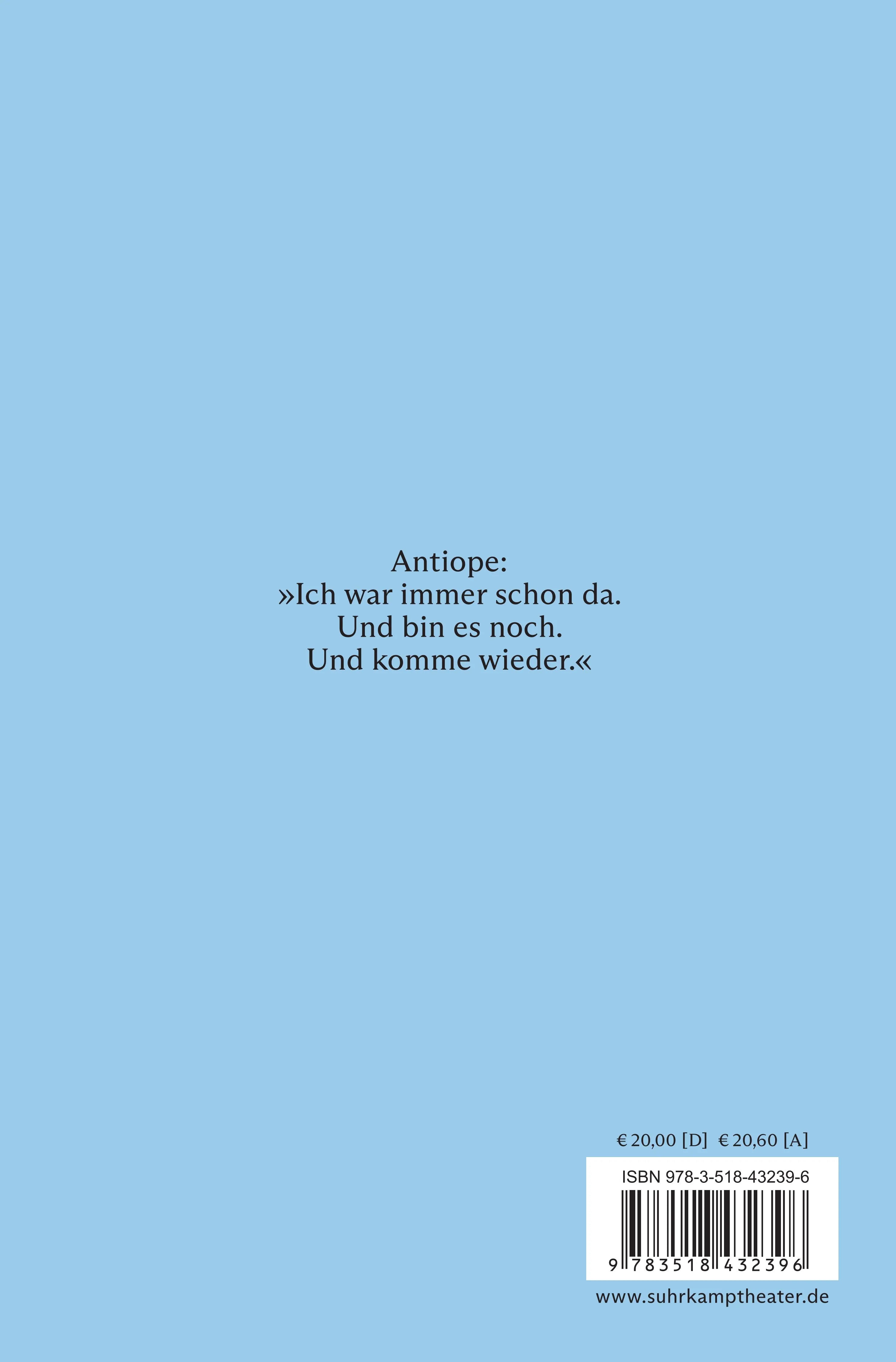 Buchrückseite von 'Antiope' mit Klappentext - Taschenbuch