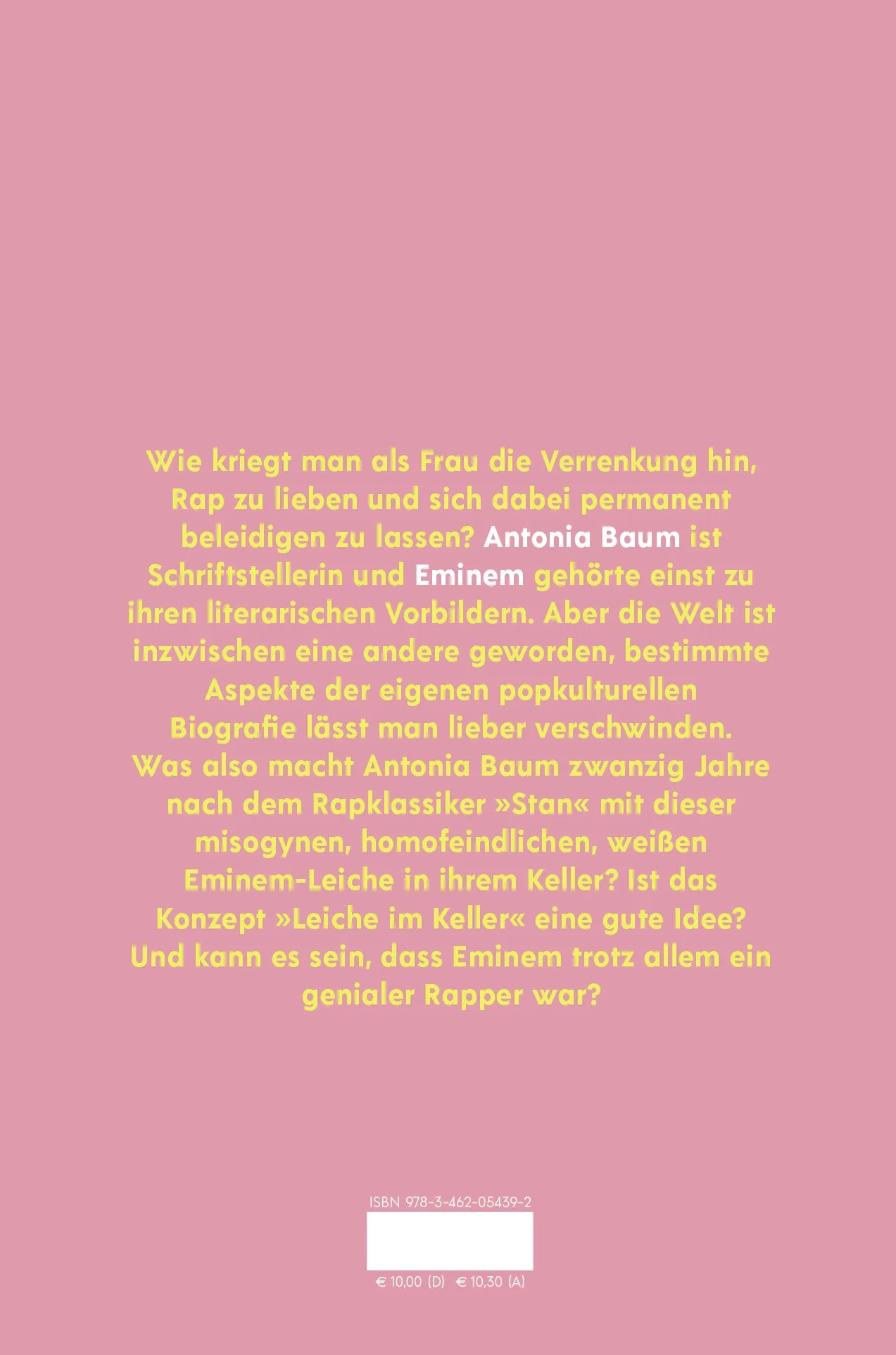Buchrückseite von 'Antonia Baum über Eminem' mit Klappentext - Gebundene Ausgabe