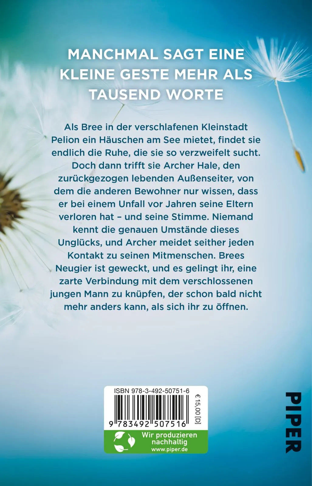 Buchrückseite von 'Archer's Voice. Die geheime Sprache der Liebe' mit Klappentext - Taschenbuch