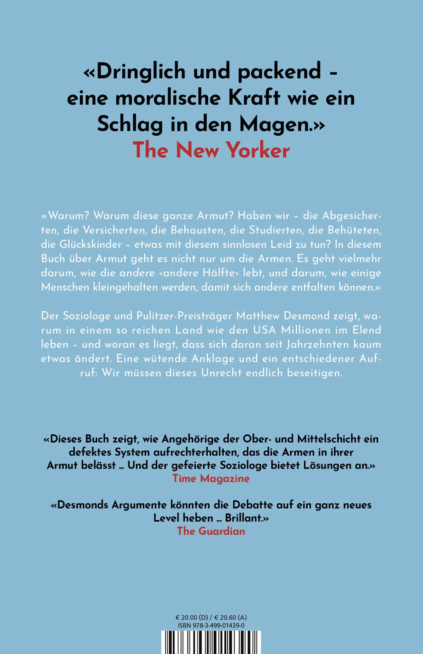 Buchrückseite von 'Armut' mit Klappentext - Paperback