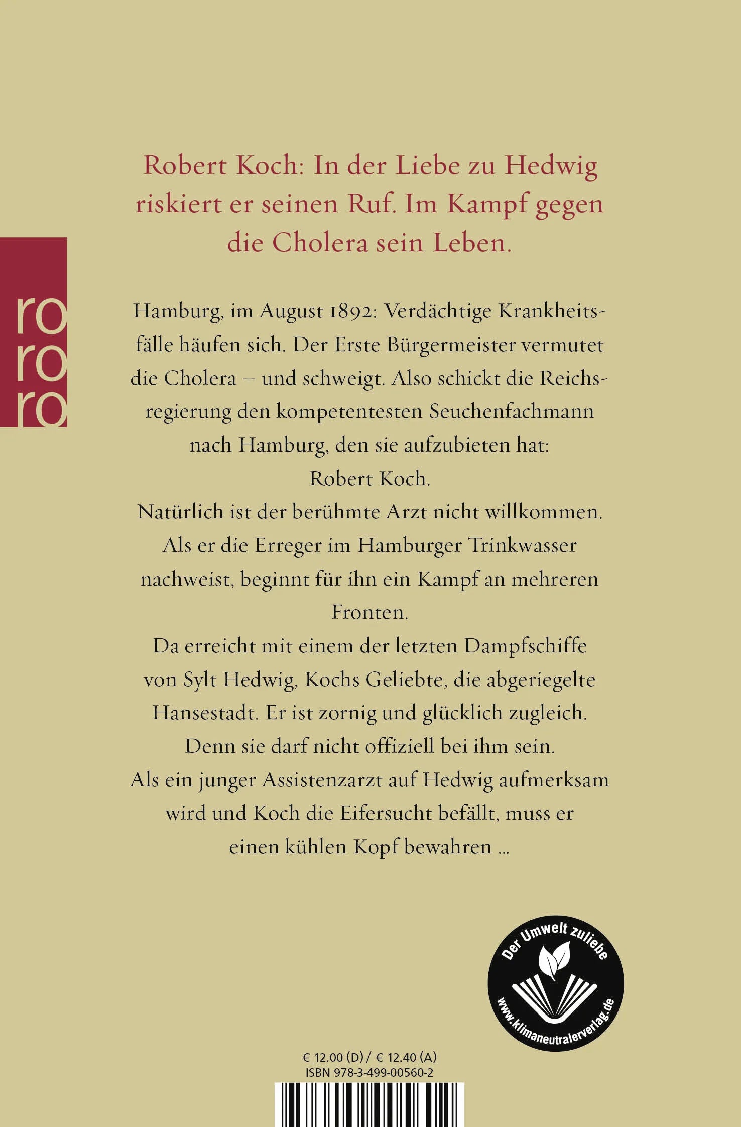 Buchrückseite von 'Arzt der Hoffnung' mit Klappentext - Taschenbuch