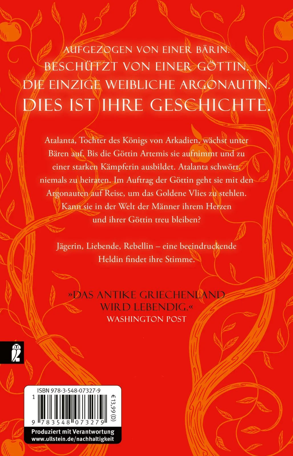 Buchrückseite von 'Atalanta' mit Klappentext - Taschenbuch